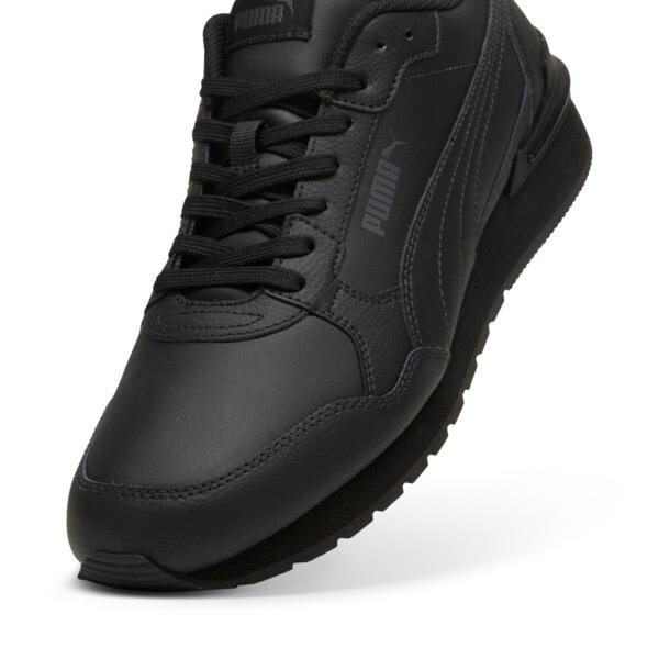 PUMA ST Runner v4 Leather Men's Sneakers in Black/Shadow Grey Product Image