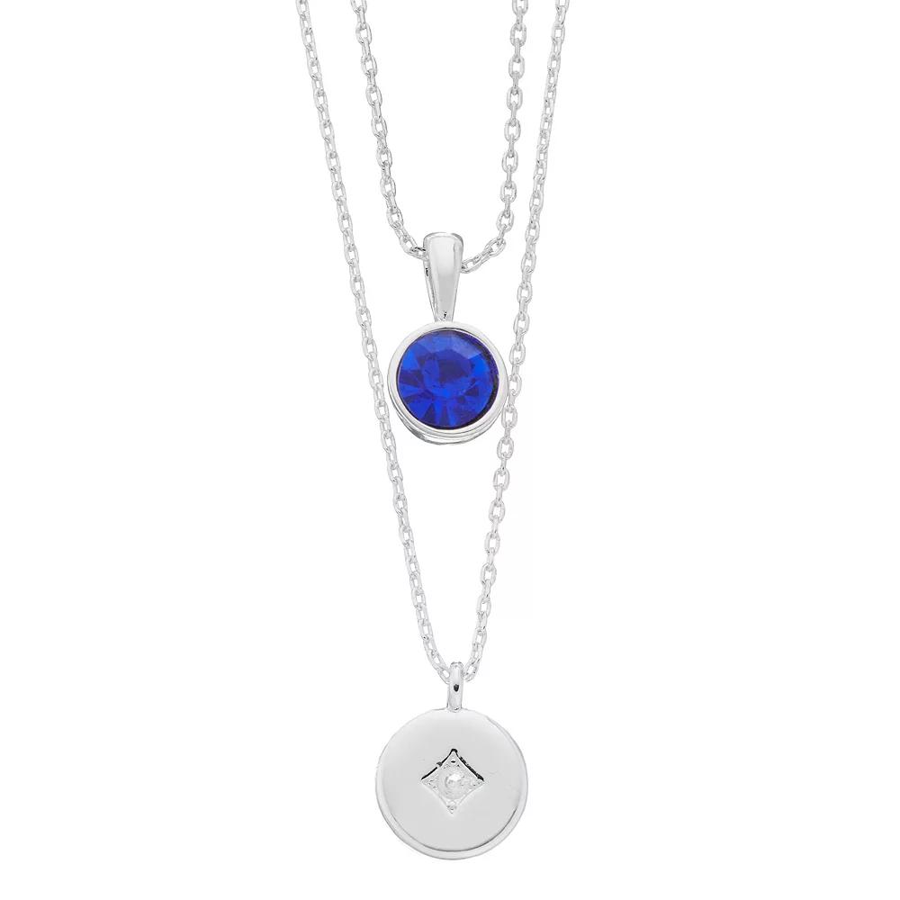 City Luxe Simulated Gemstone Birthstone Double Strand Necklace, Women's, Silver Tone March Product Image