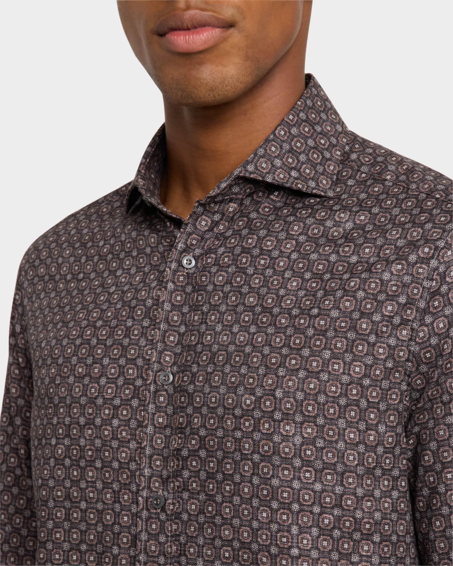 Men's Cotton Geometric Casual Button-Down Shirt Product Image