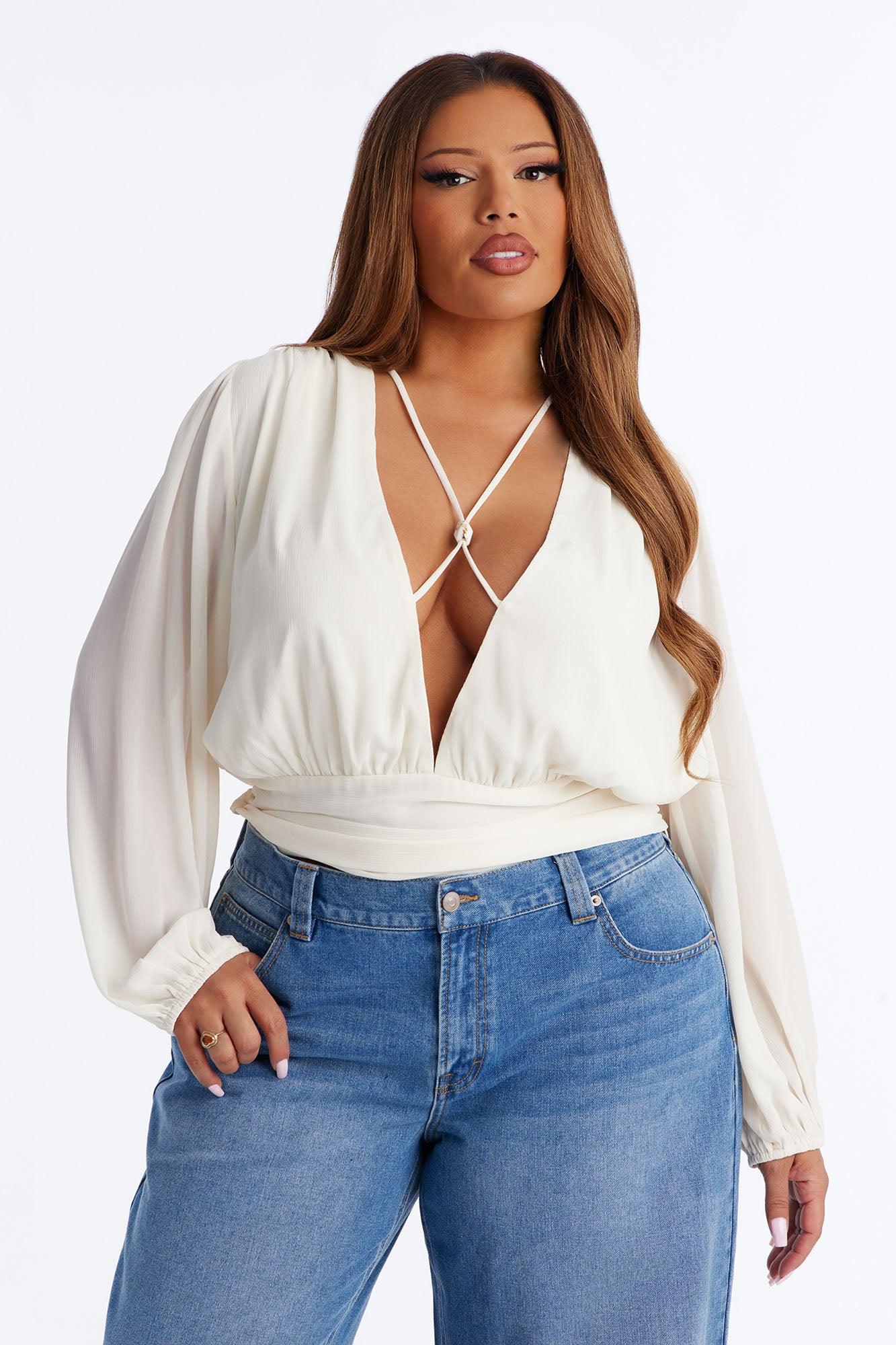 Elevate Everything Beaded Chiffon Top - Cream Female Product Image
