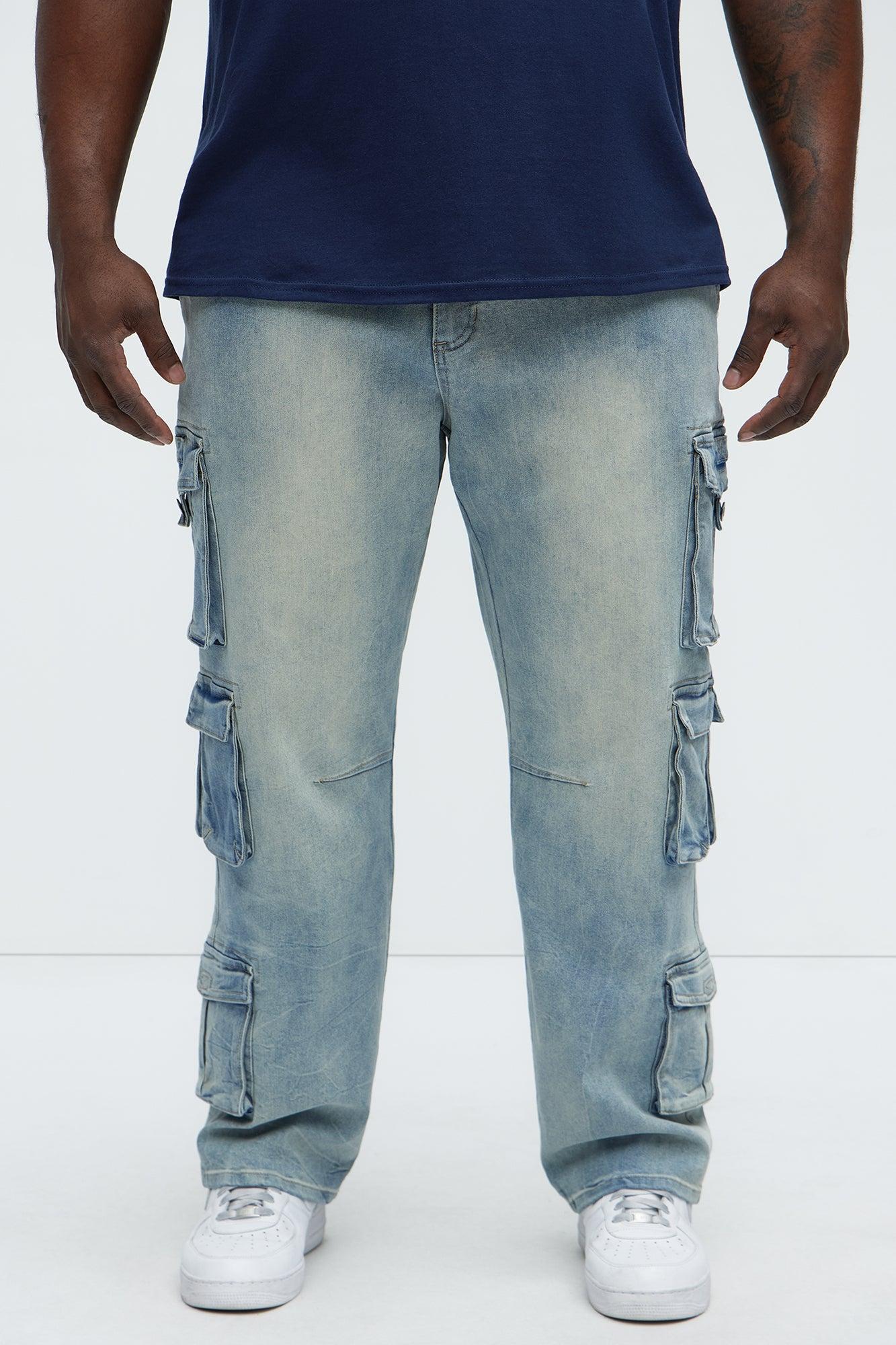 Bidding Straight Cargo Jeans - Light Wash Product Image