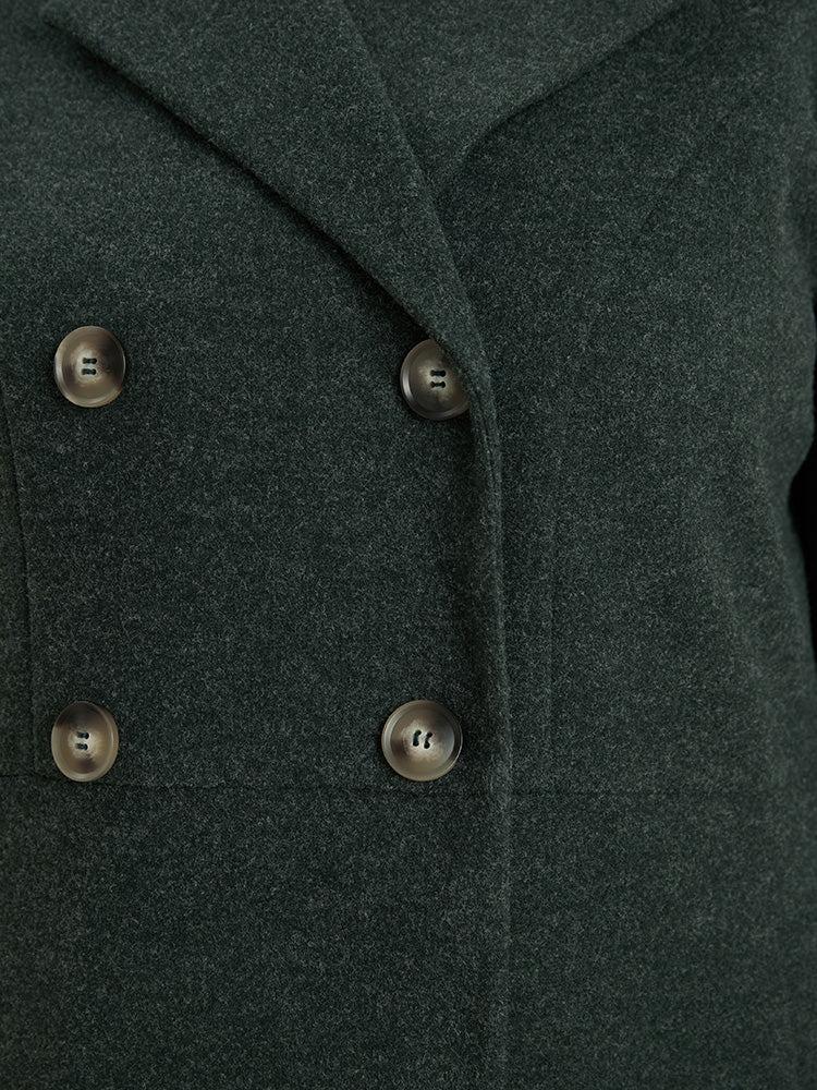 Solid Pocket Double Breasted Heather Overlap Collar Coat Female Product Image