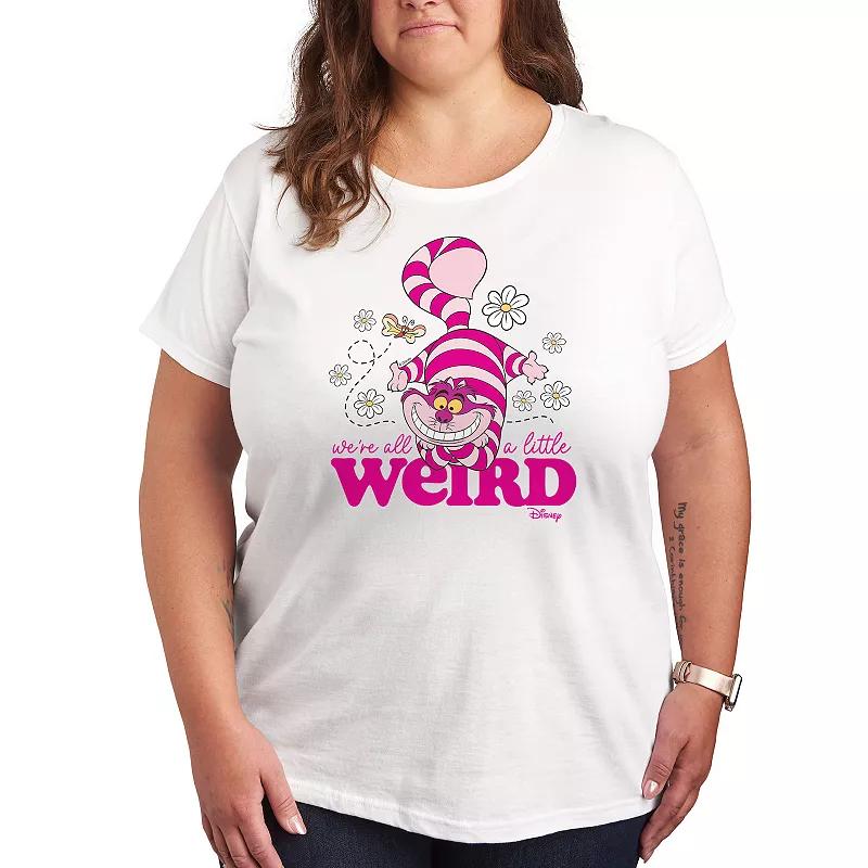 Disneys Alice in Wonderland Cheshire Cat Plus Little Weird Graphic Tee, Womens Grey Royal Blue Product Image