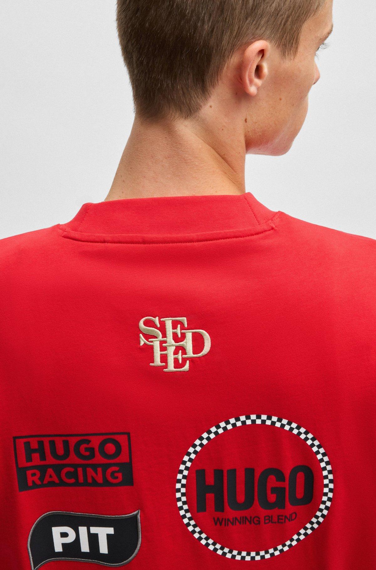 Relaxed-fit T-shirt in cotton with racing prints Product Image