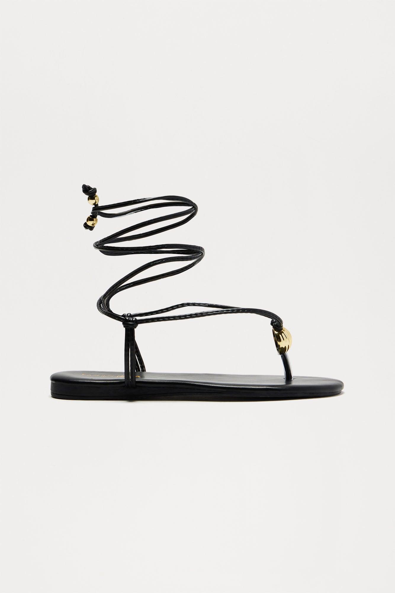 Kacie Flat Sandals - Black Product Image