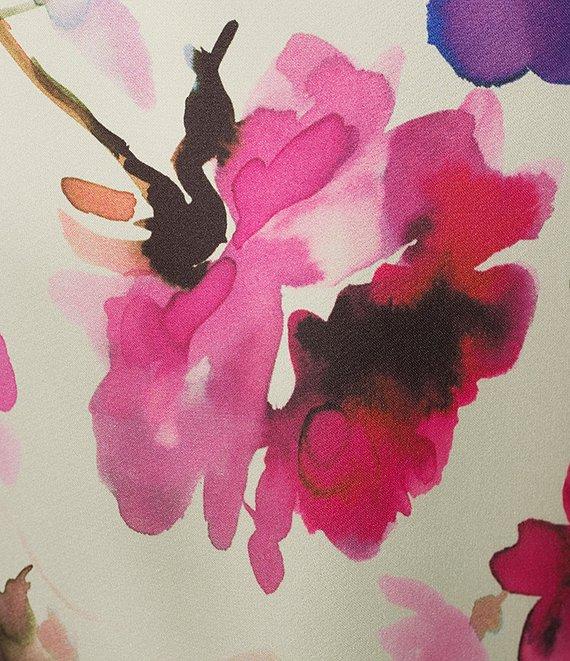 Caroline Rose Brilliant Floral Bouquet Print Satin Coordinating Wide-Leg Pull-On Pants Product Image