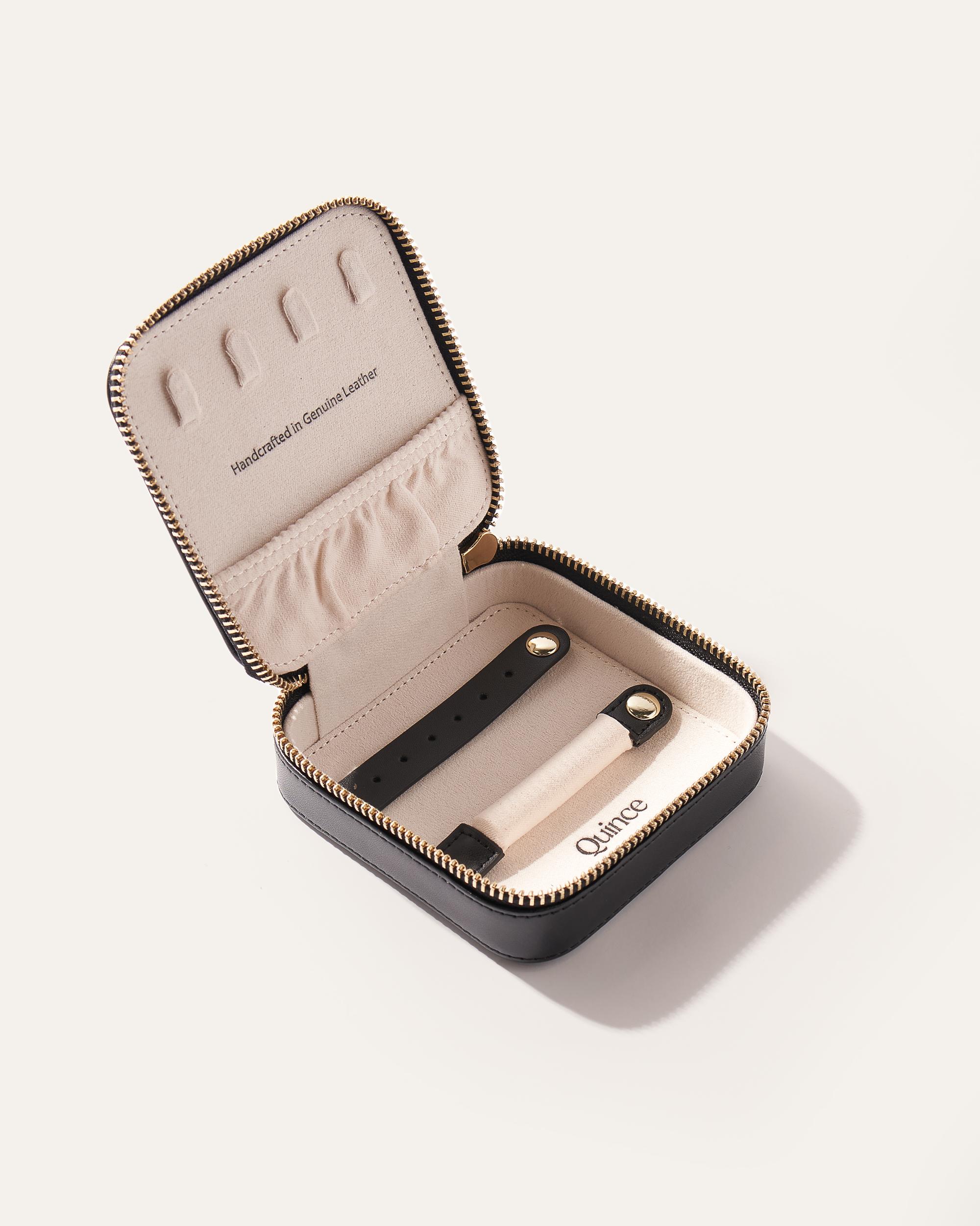 Quince | Women's Leather Jewelry Travel Case in Beige Product Image