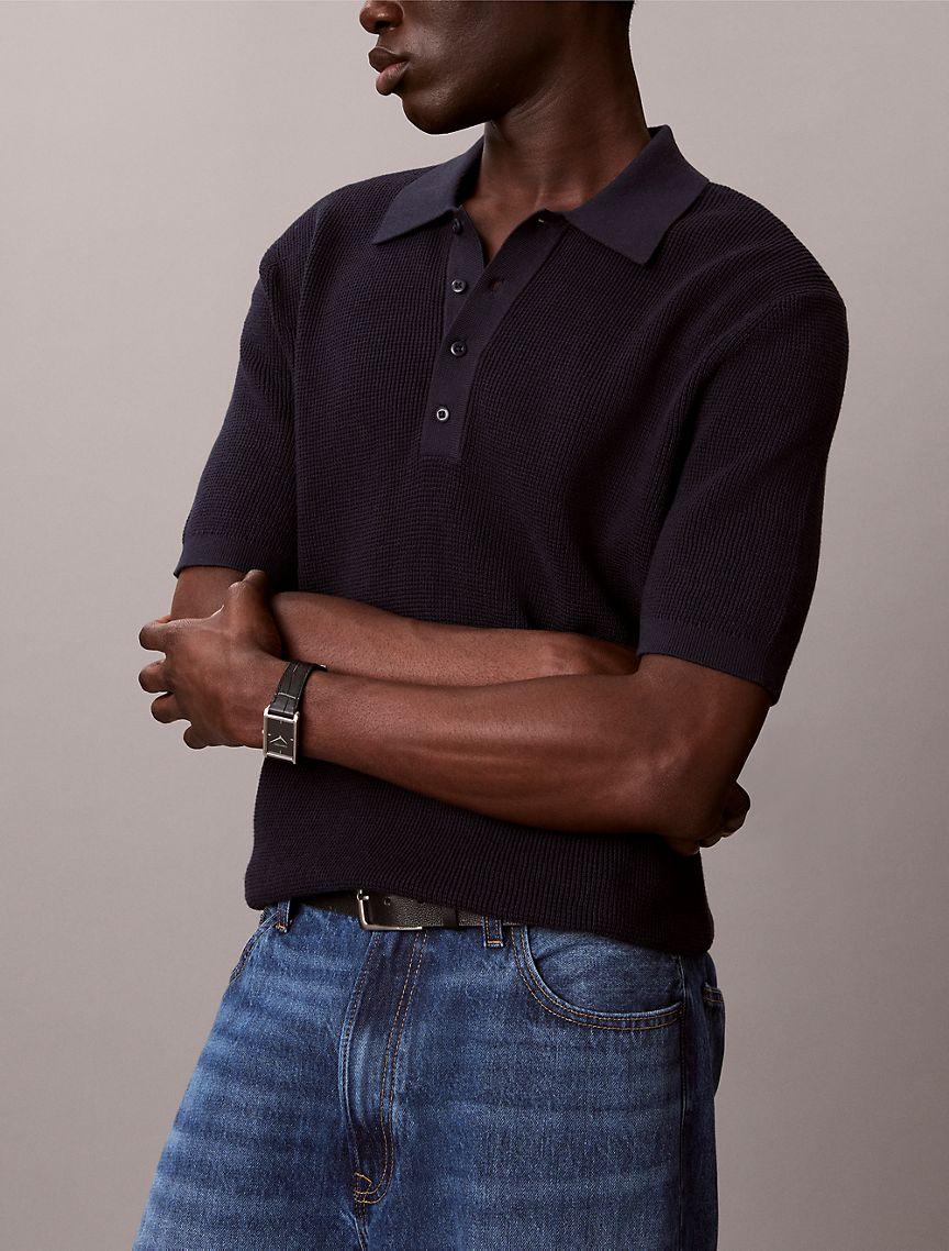 Waffle Cotton Polo Sweater Product Image