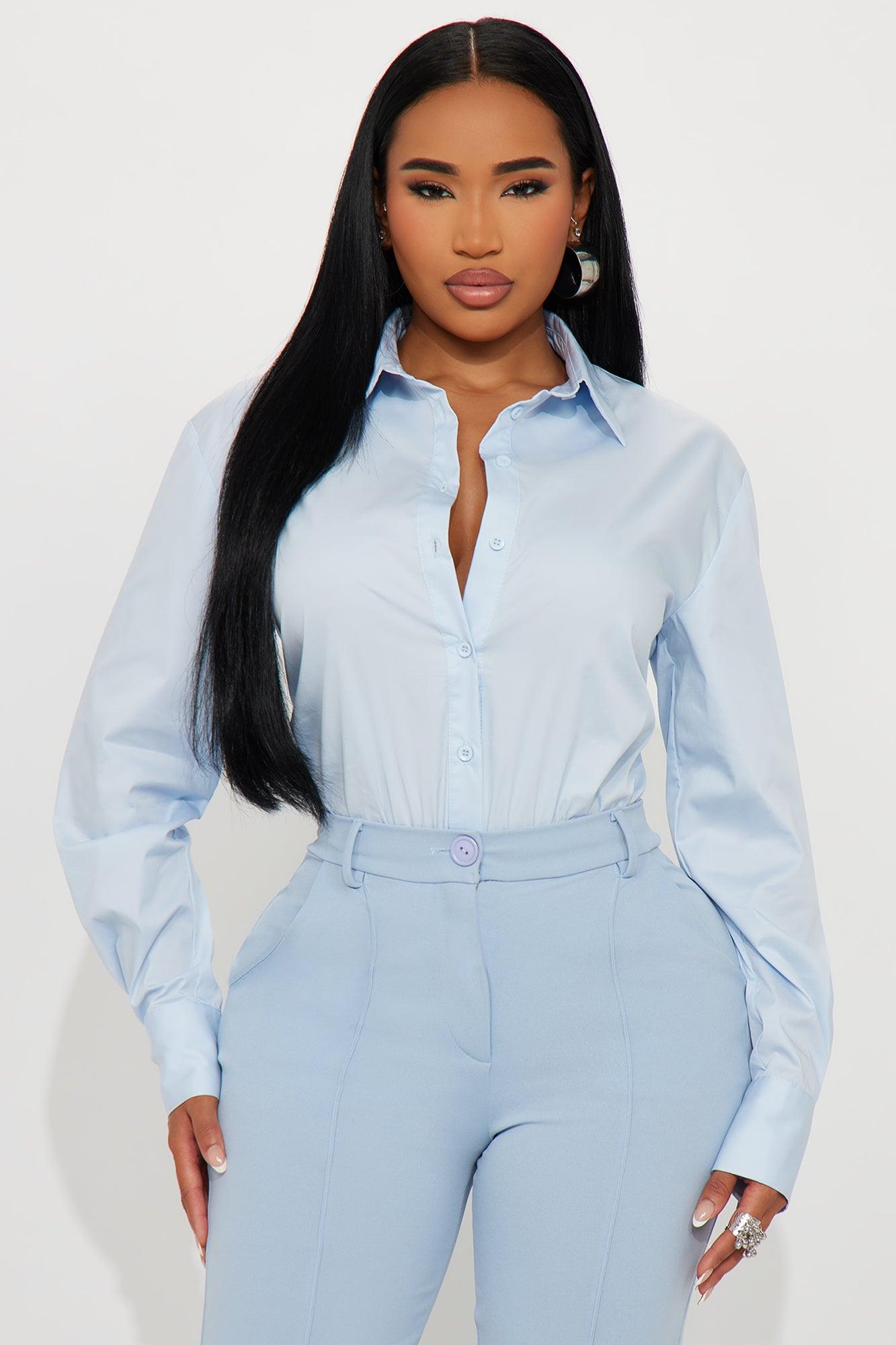 Most Loved Poplin Bodysuit - Blue Female Product Image