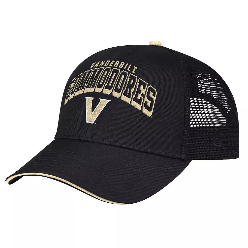 Men's Colosseum Black Vanderbilt Commodores Wyatt Primary Team Trucker Adjustable Hat Product Image