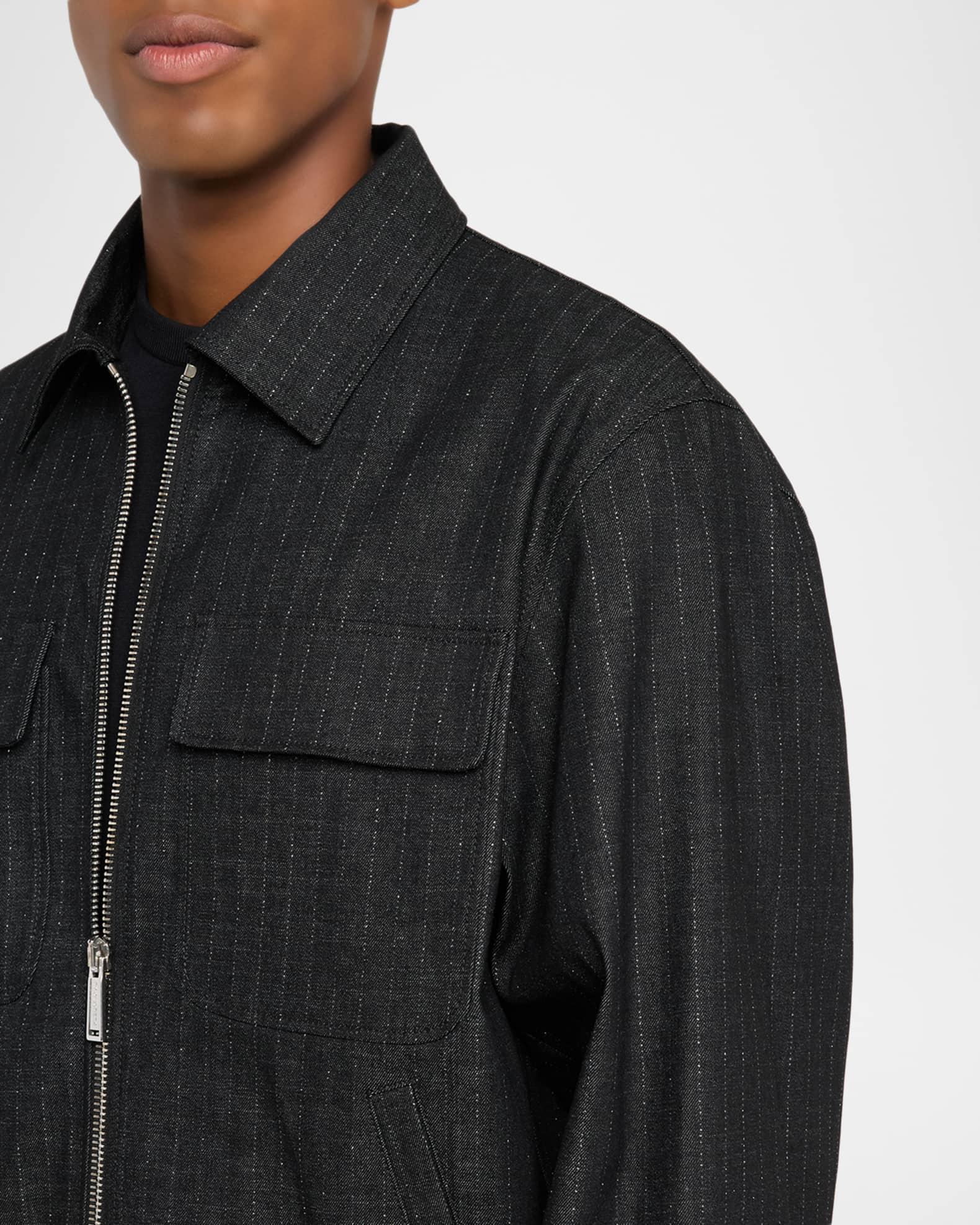 Men's Denim Pinstripe Zip Jacket Product Image