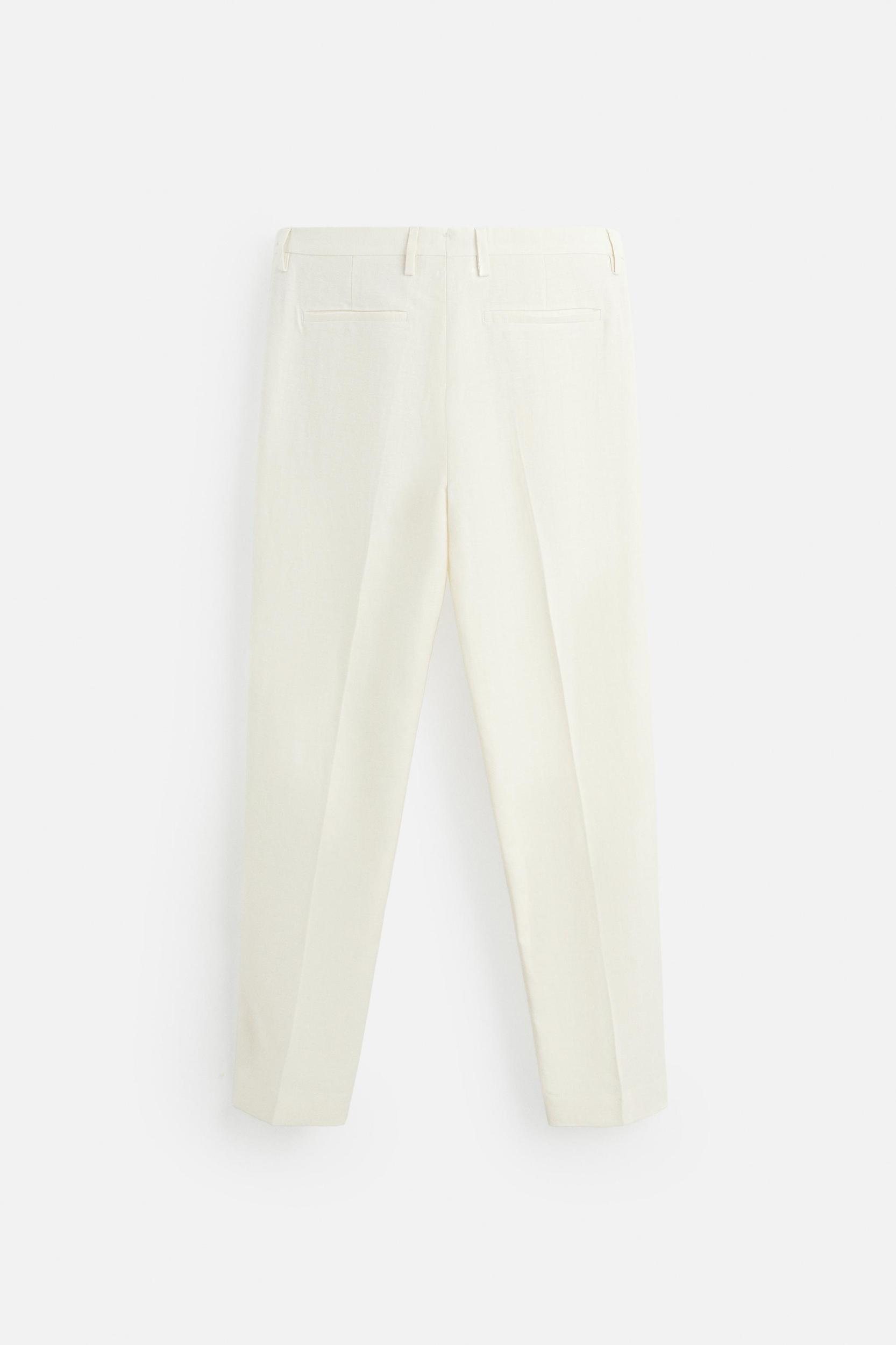 LIMITED EDITION HERRINGBONE LINEN-WOOL PANTS Product Image