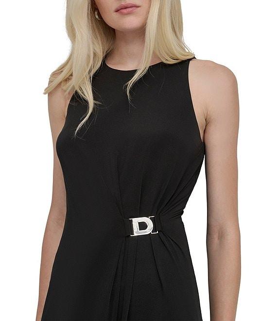 DKNY by Donna Karan Matte Jersey Crew Neck Sleeveless Sheath Midi Dress Product Image