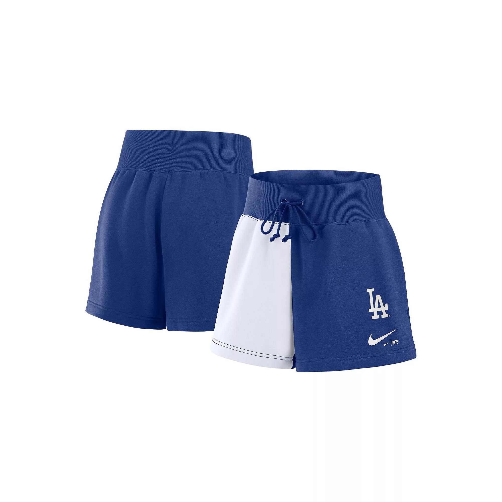 Women's Nike Navy/White New York Yankees Color-Block Phoenix Fleece Lounge Shorts,  Product Image