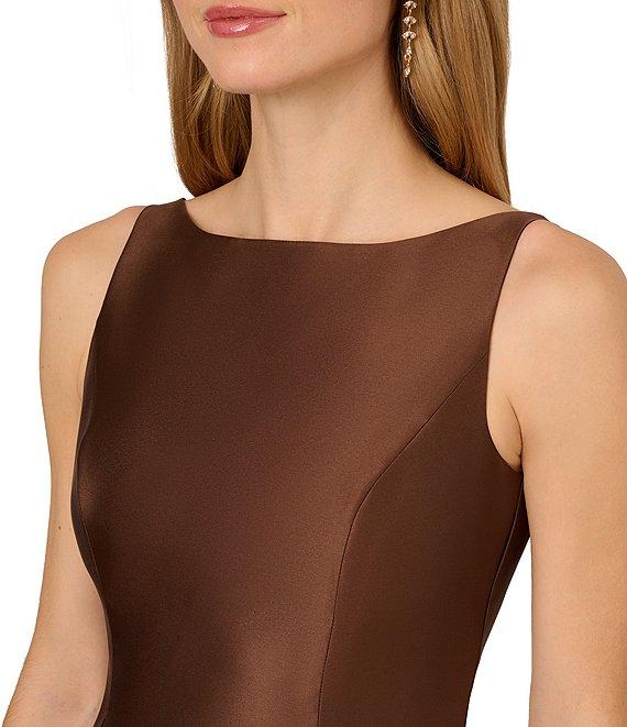 Adrianna Papell Boat Neck Sleeveless A-Line Taffeta Dress Product Image
