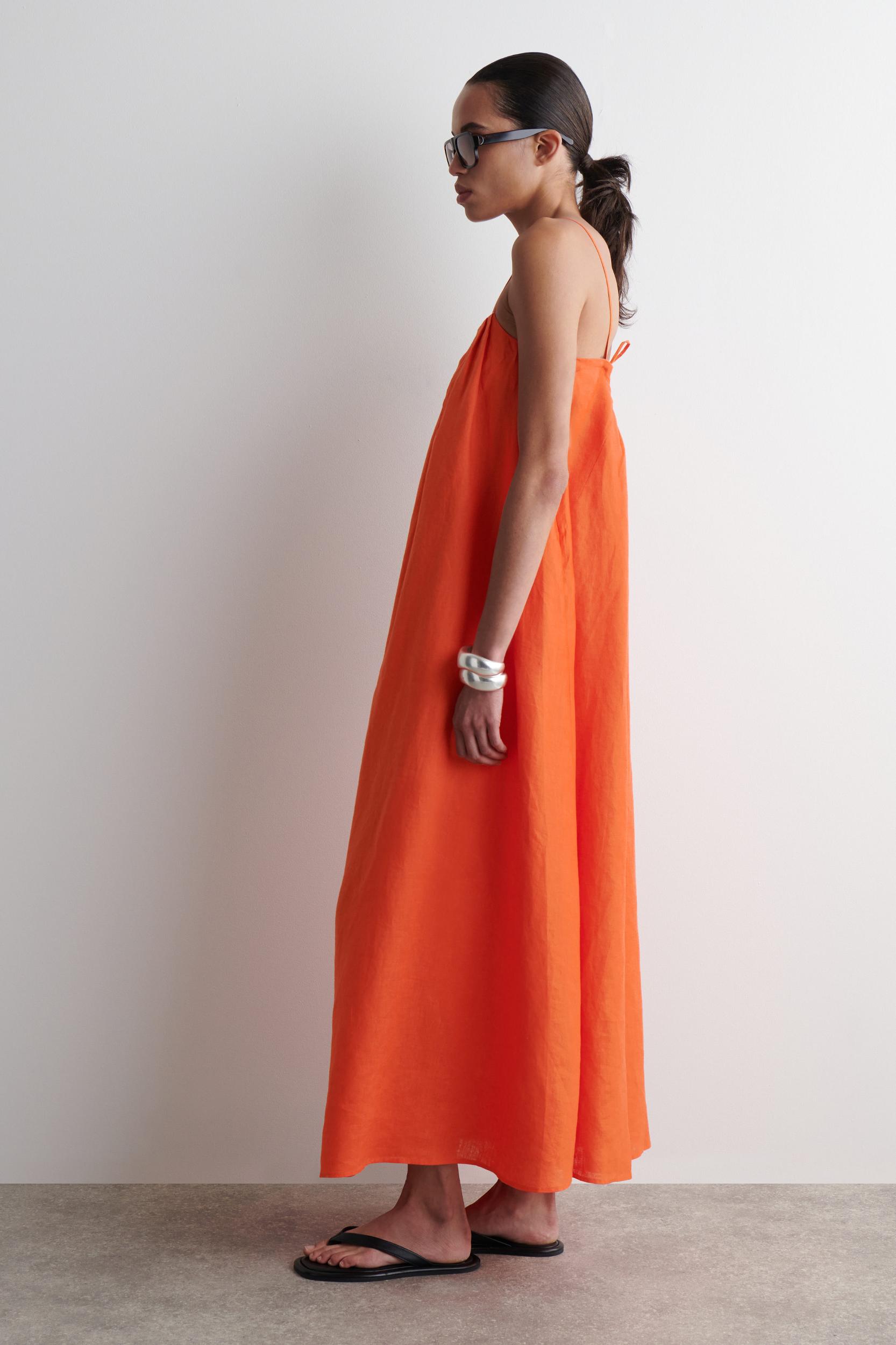 PLEATED LINEN MAXI DRESS Product Image
