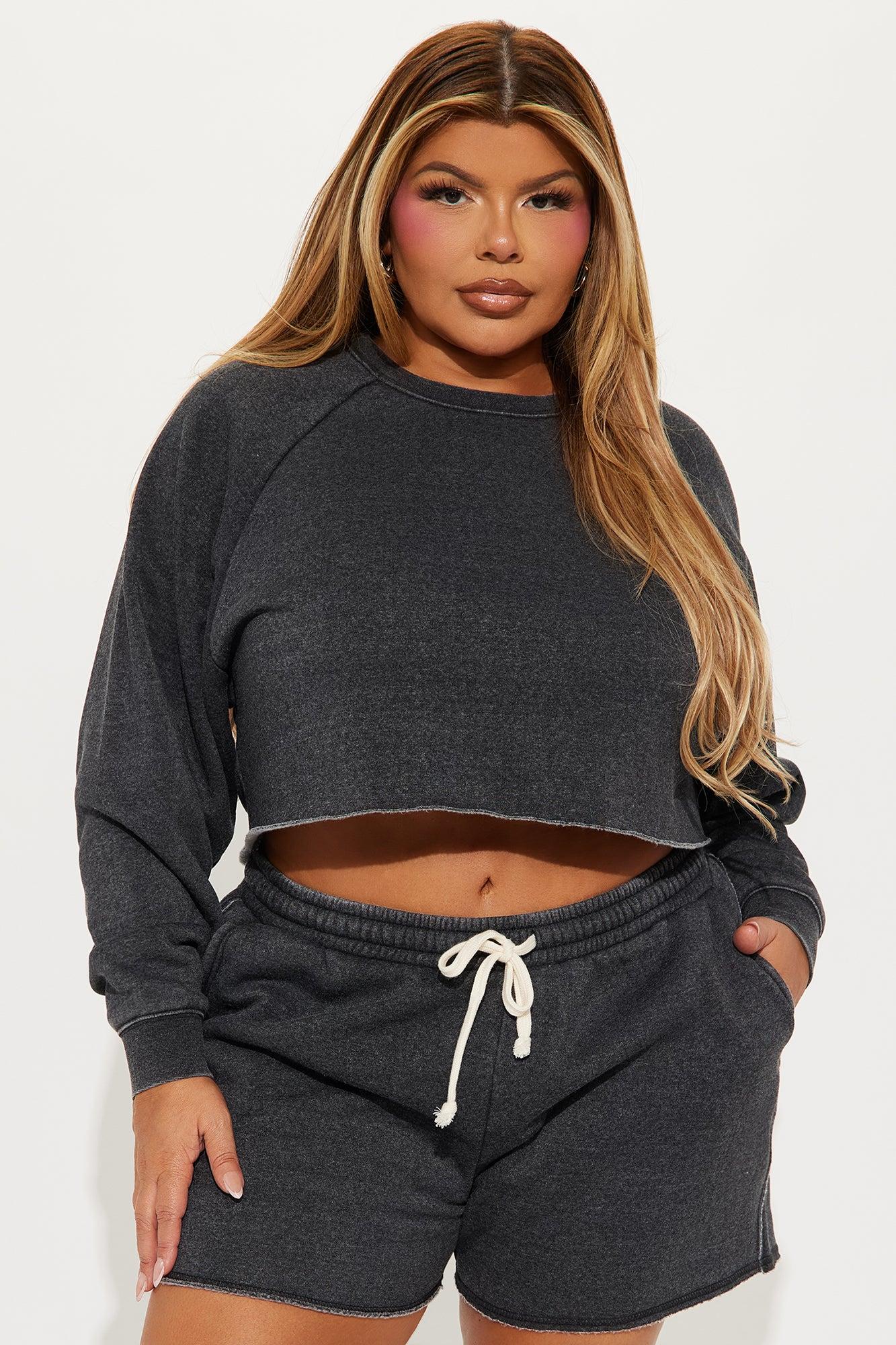 So Soft Washed Fleece Short Set - Black Product Image