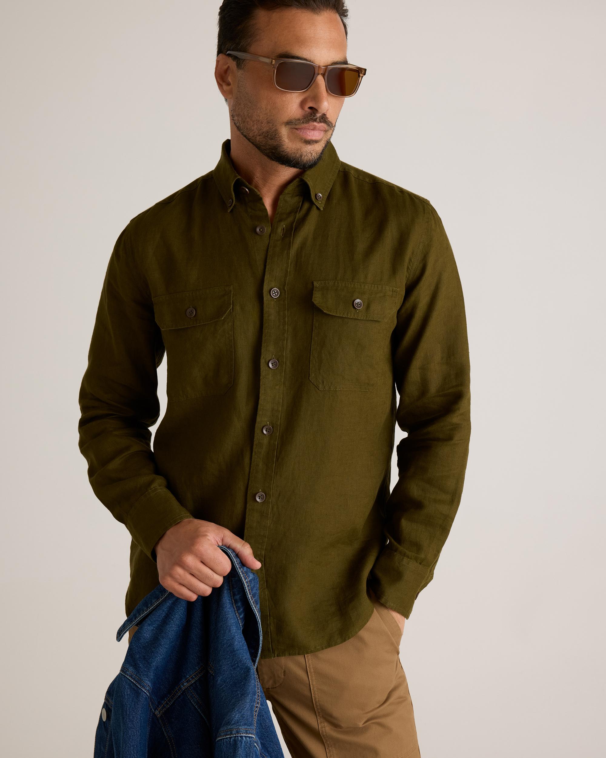 Quince | Men's 100% European Linen Utility Shirt Product Image