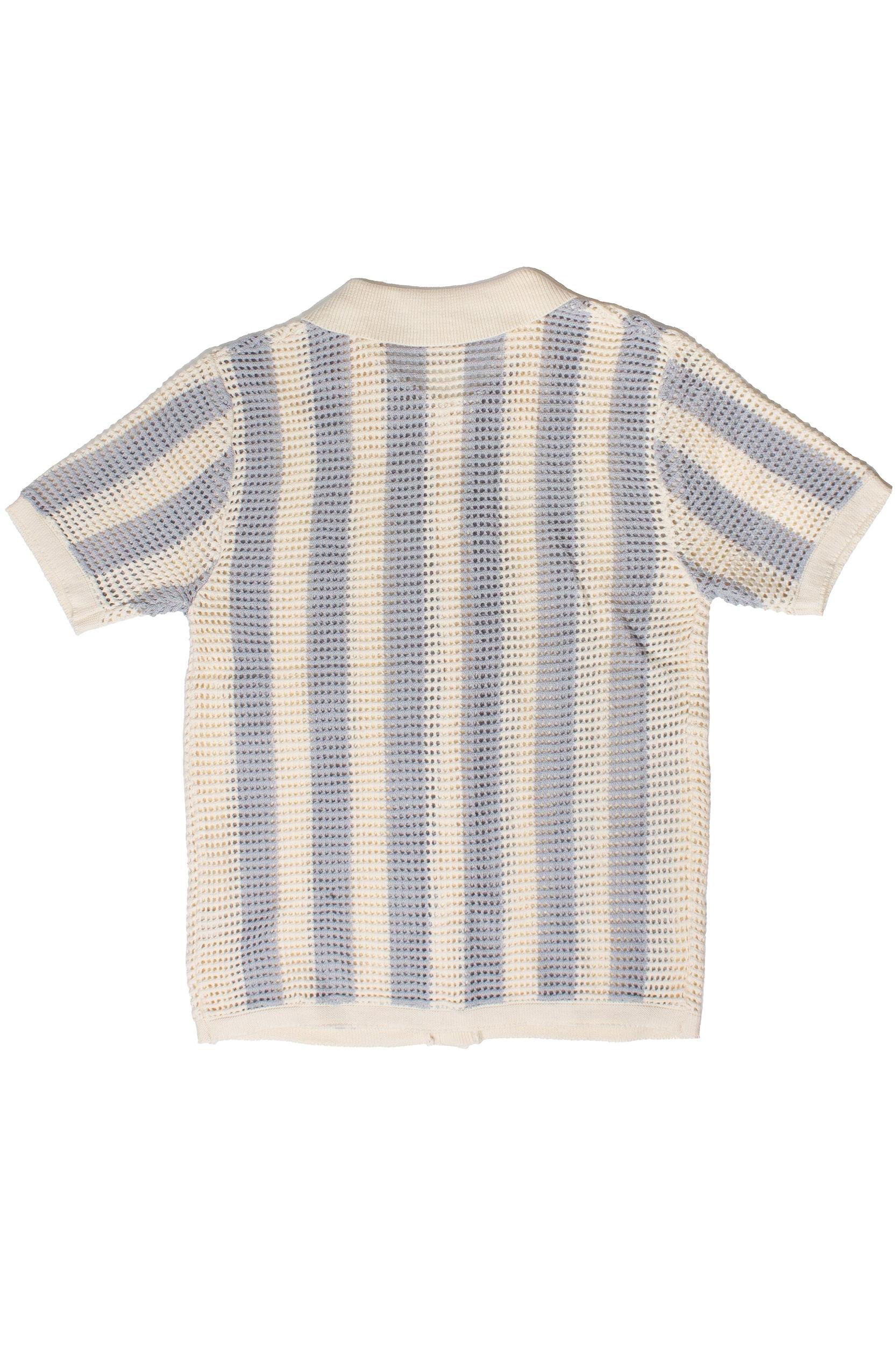 Striped Knit Mesh Button Up Shirt Product Image