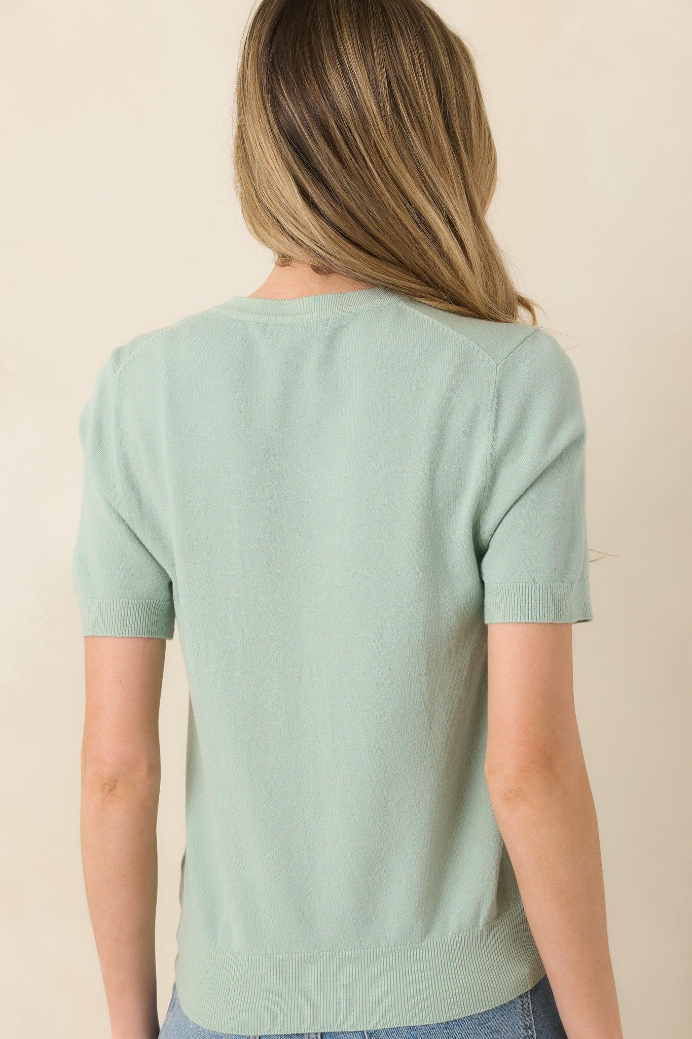 Always A Favorite Seafoam Green Short Sleeve Knit Top Product Image
