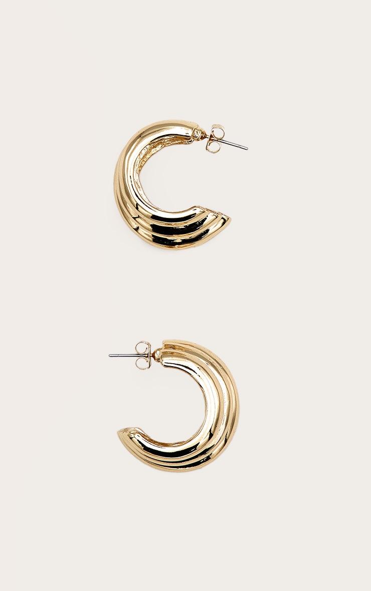 Gold Ribbed Oversized Statement Earrings Product Image