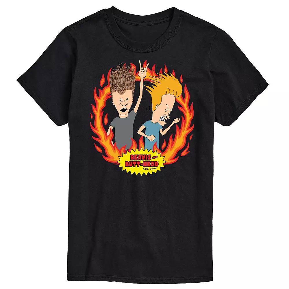 Big & Tall Beavis & Butthead Rock Flames Tee, Men's,  Product Image