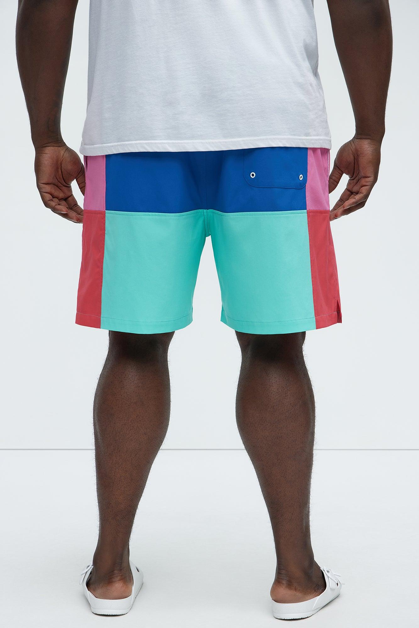 Swim And Surf Colorblock Swim Mid Trunk - Blue Product Image