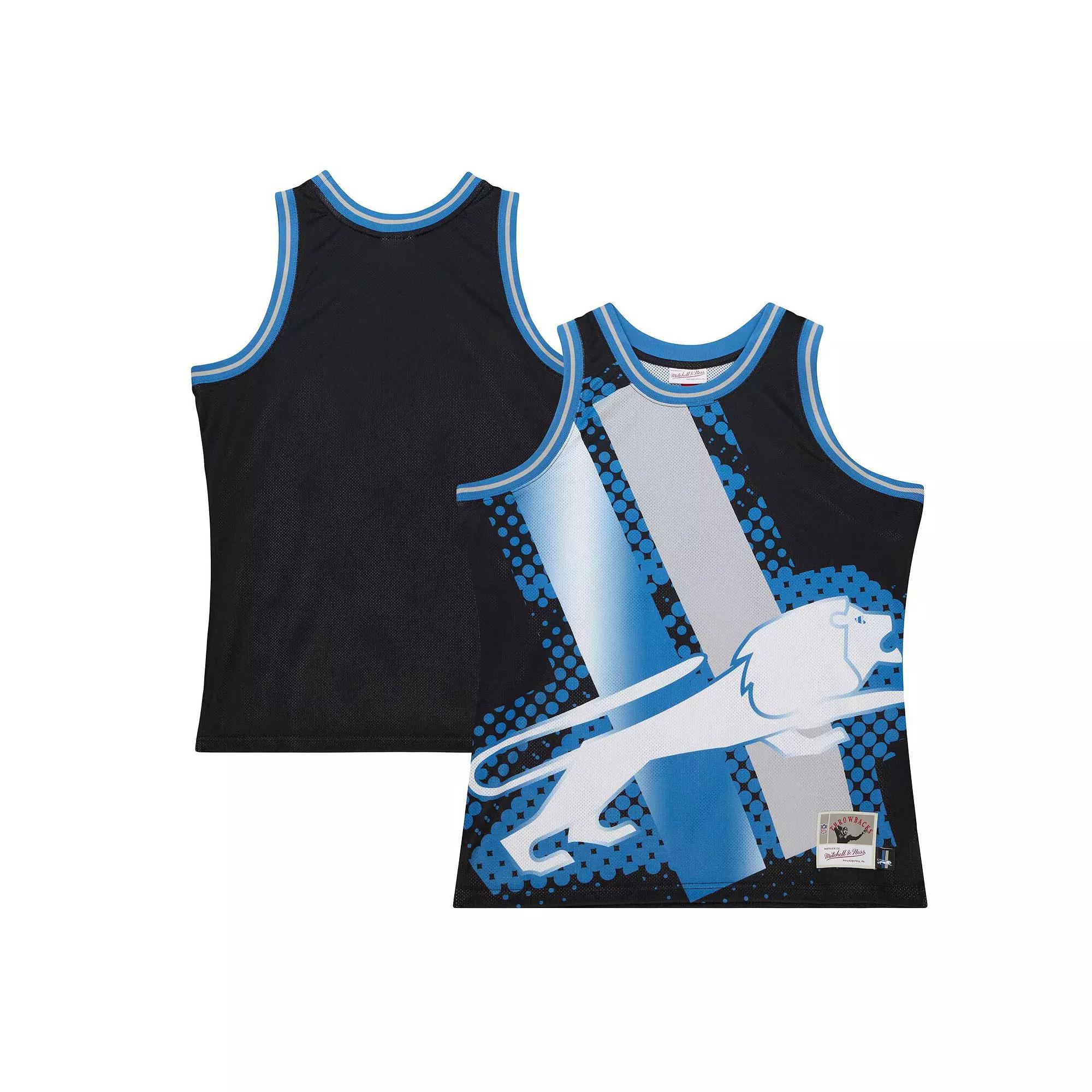 Men's Mitchell & Ness Black Detroit Lions Big Face 7.0 Fashion Tank Top,  Product Image