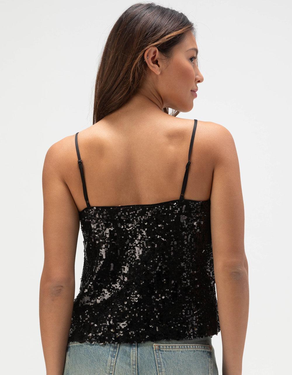 JJXX Tara Womens Sleeveless Sequin Top - BLACK Product Image