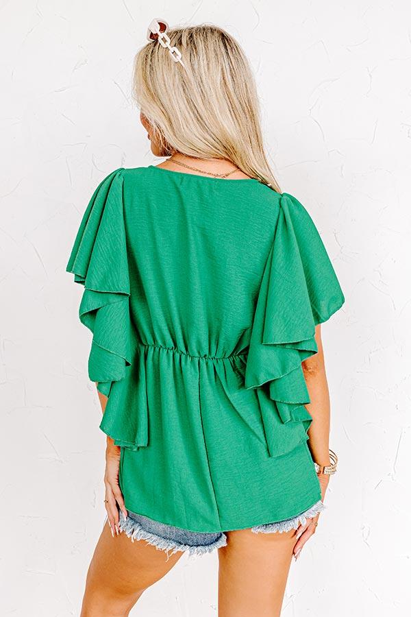 Happy Hideaway Babydoll Top In Green Product Image