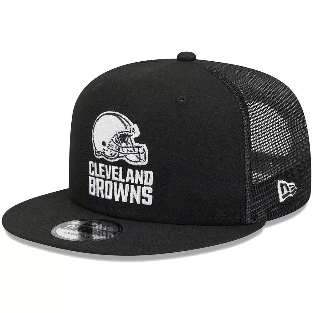 Men's New Era Black Cleveland Browns  Main Trucker 9FIFTY Snapback Hat Product Image