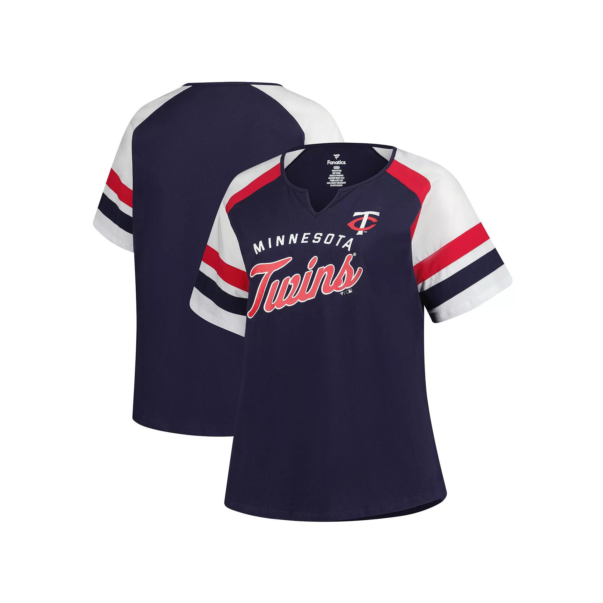 Women's Profile  Navy Minnesota Twins Plus Sized Arched Notch Neck T-Shirt, Size: 1XL, Blue Product Image
