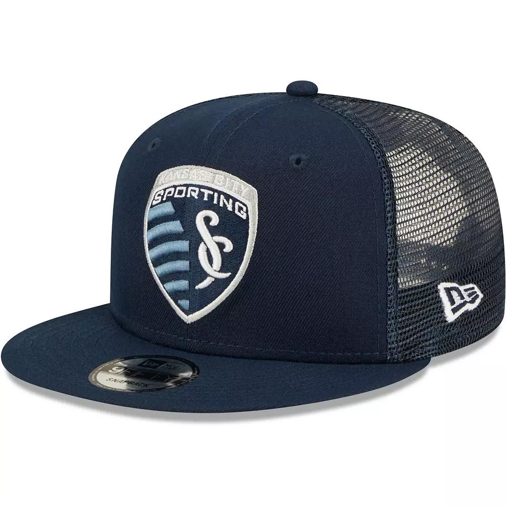 Men's New Era Navy Sporting Kansas City Classic 9FIFTY Trucker Snapback Hat, Blue Product Image