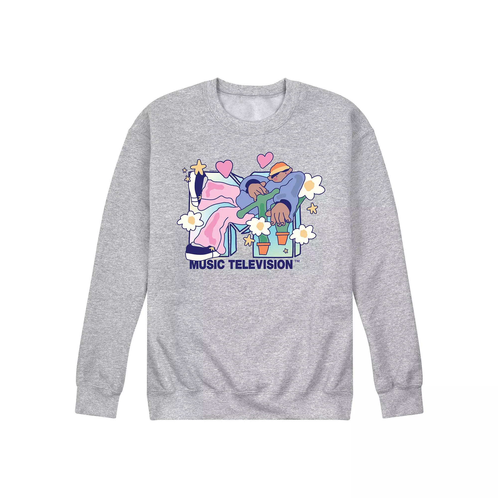 Men's MTV Funky Flower Dude Fleece Sweatshirt,  Product Image