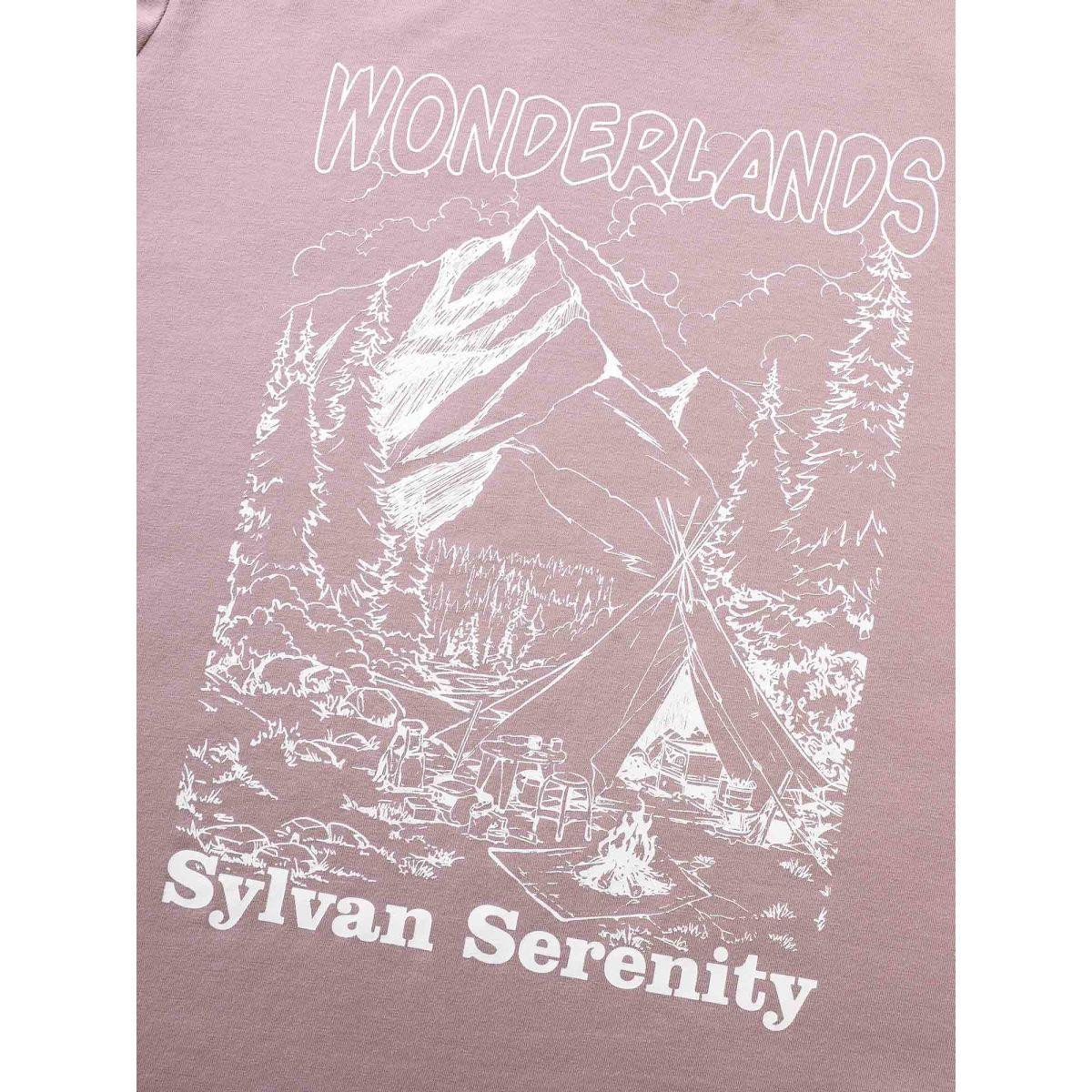 Plus Size Cotton Landscape Pattern Round Neck T-shirt Dirtypink Women Casual Contrast Natural Flowers Round Neck Everyday T-shirts BloomChic 10/M Product Image