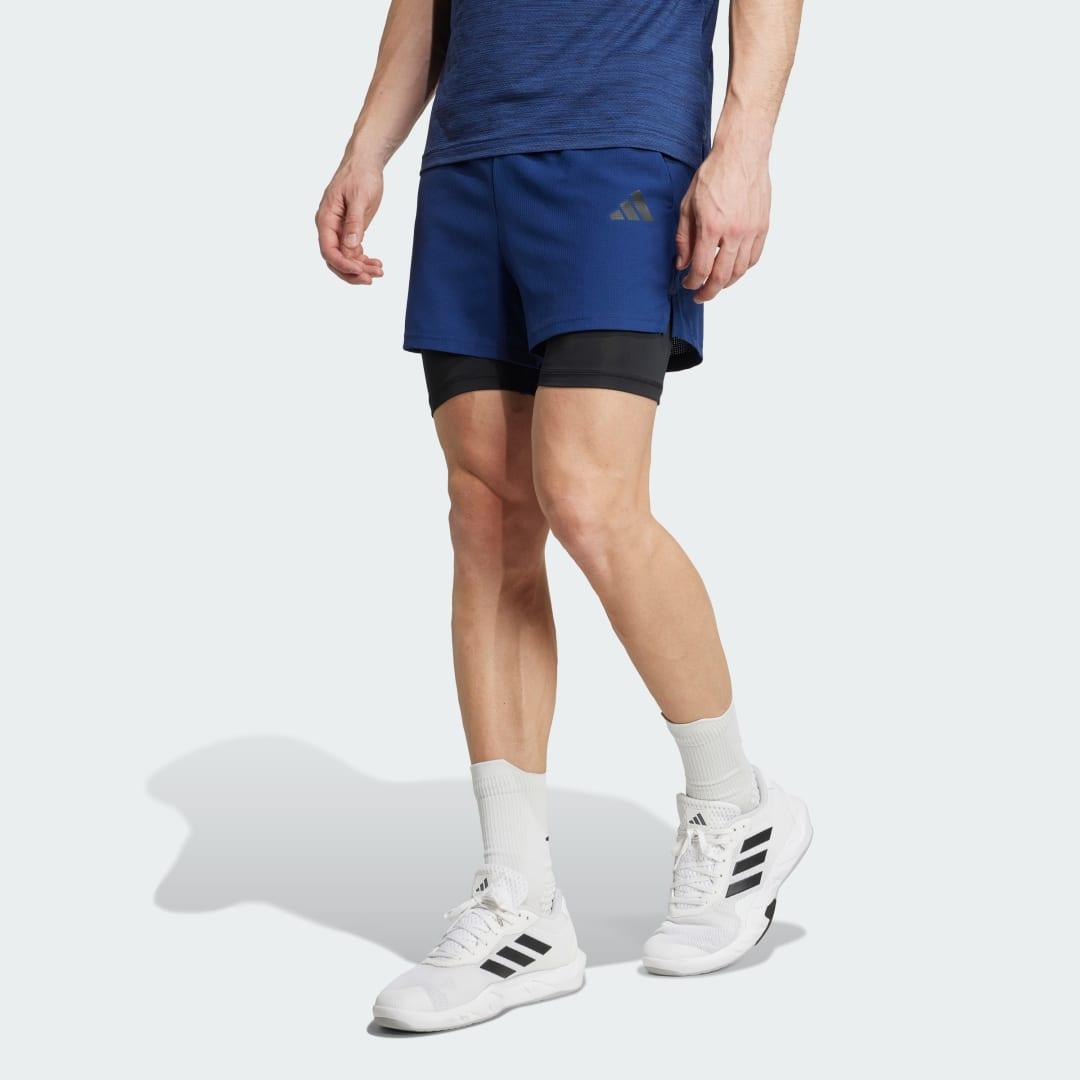 adidas Gym+ 2-in-1 Shorts Dark Blue S Mens Product Image