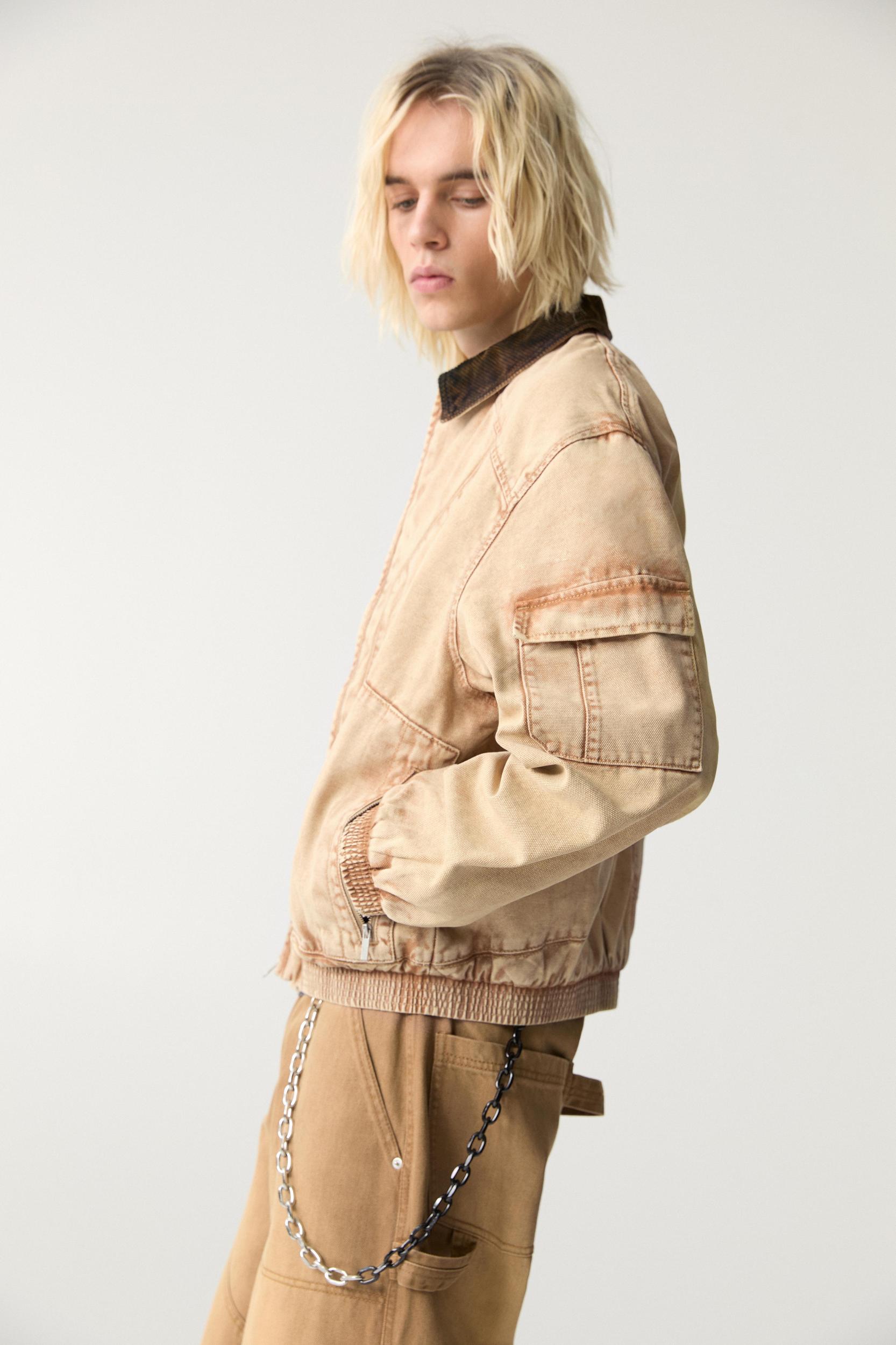 Cotton jacket with corduroy collar Product Image