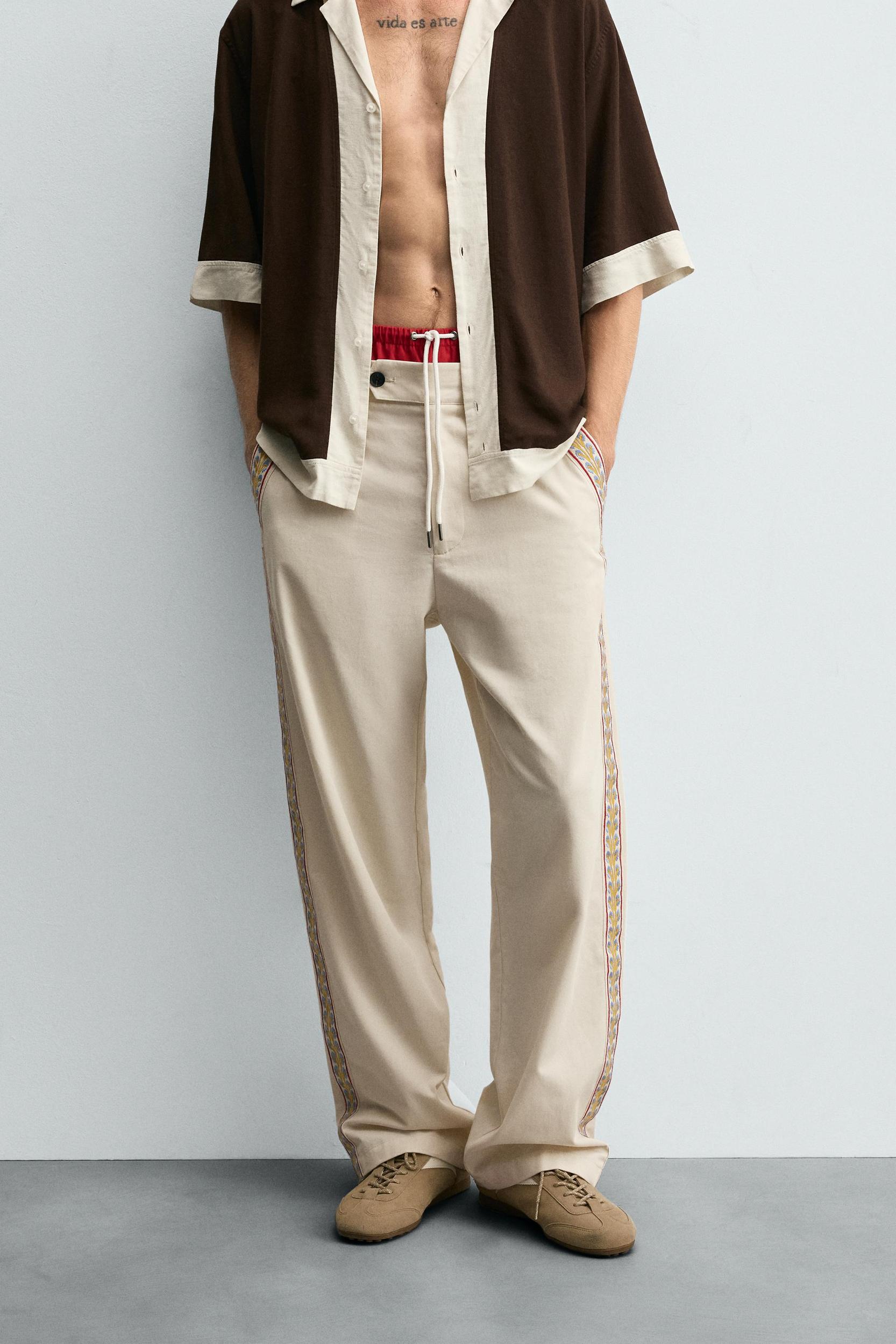 EMBROIDERED BAND PANTS Product Image