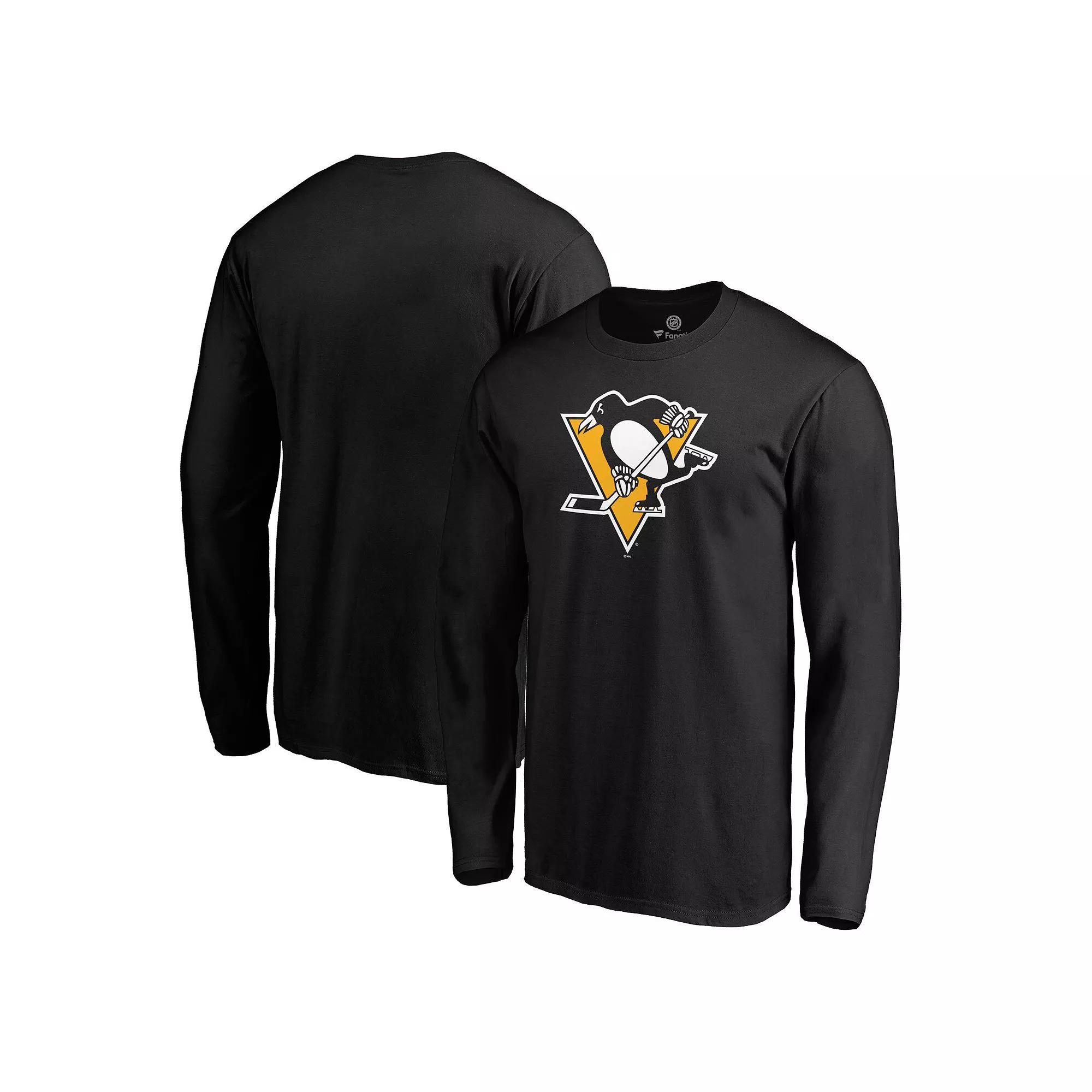 Men's Fanatics Branded Black Pittsburgh Penguins Primary Team Logo Long Sleeve T-Shirt,  Product Image