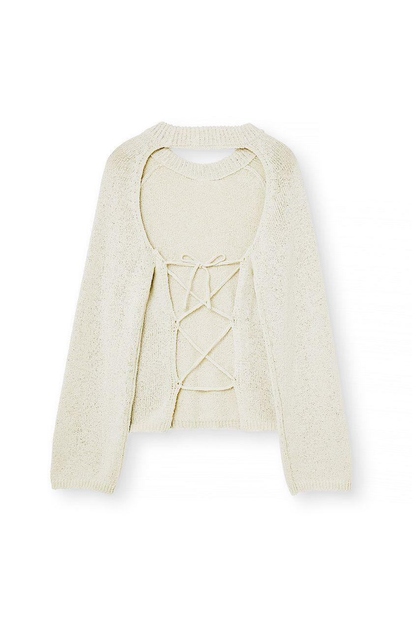 Open Back Knitted Lacing Sweater Product Image