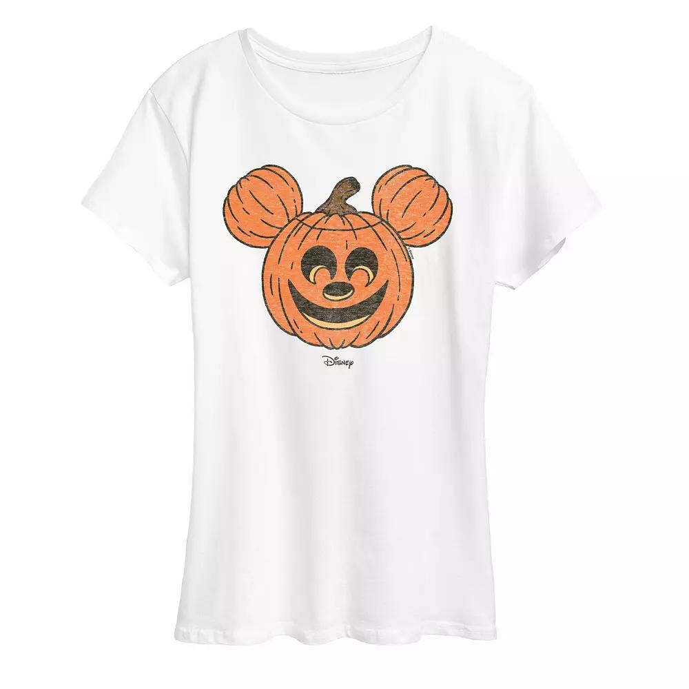 Disney's Mickey Mouse Women's Distressed Pumpkin Graphic Tee,  Product Image