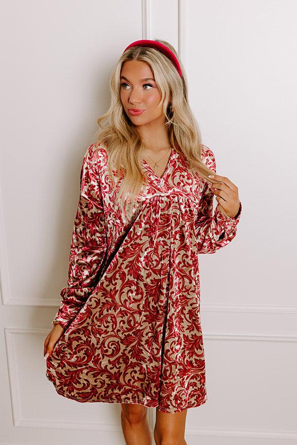 Feeling Luxurious Velvet Mini Dress in Wine Product Image