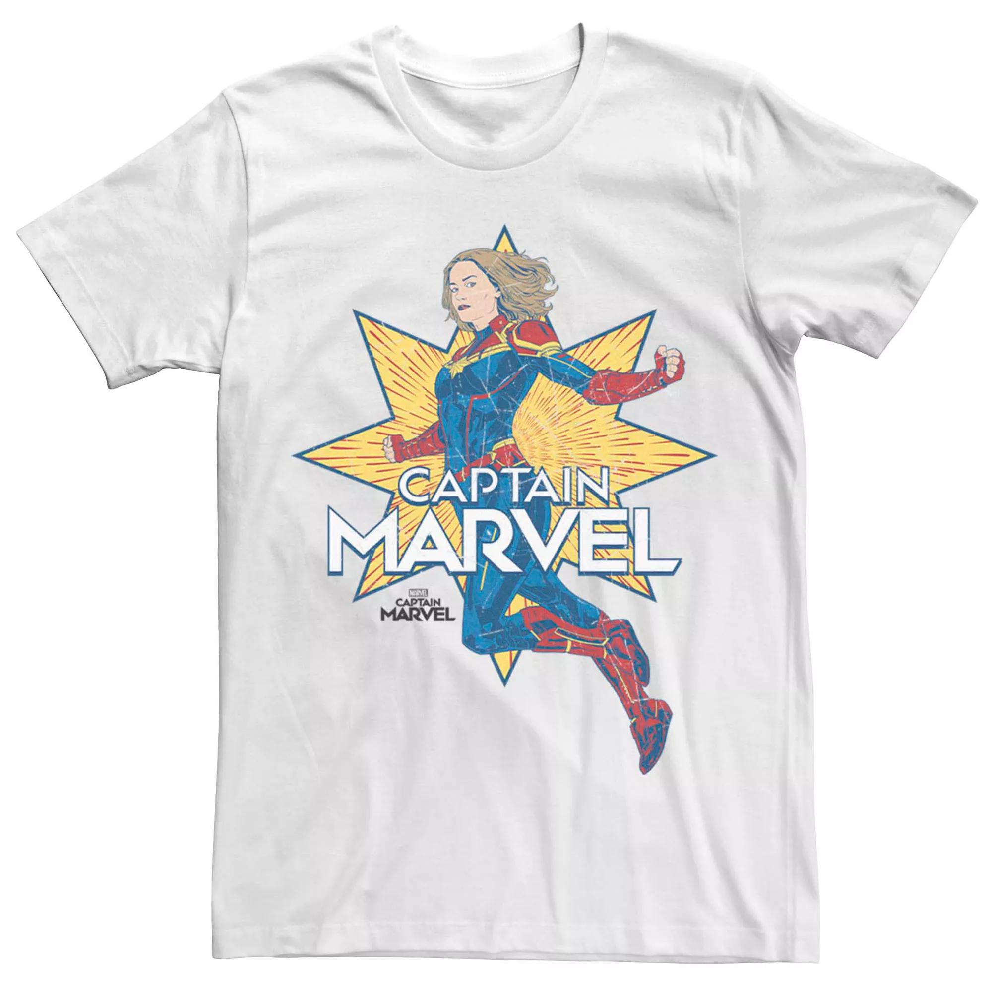 Men's Marvel Captain Marvel Star Burst Cartoon Tee, Size: 3XL, White Product Image