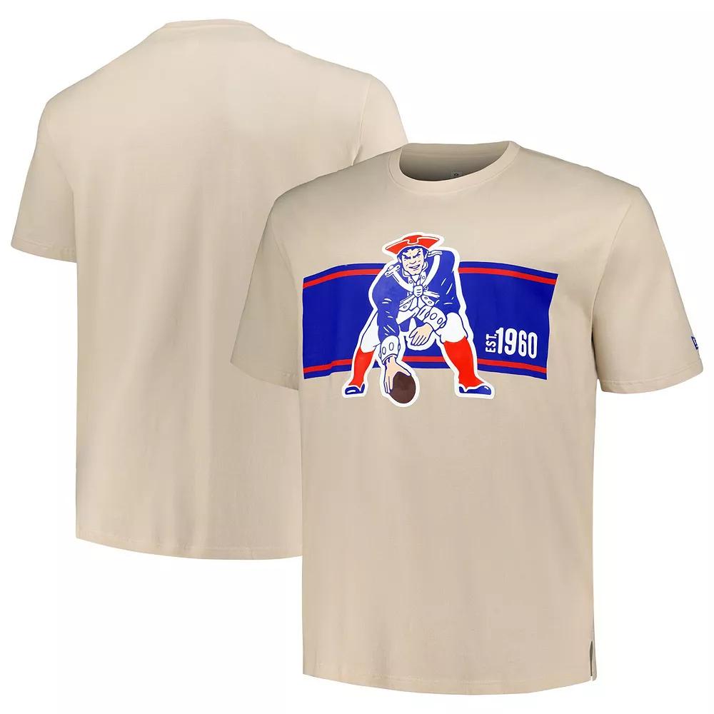 Men's New Era  Cream New England Patriots Third Down Big & Tall Historic T-Shirt, Size: 5XB, Beige Product Image