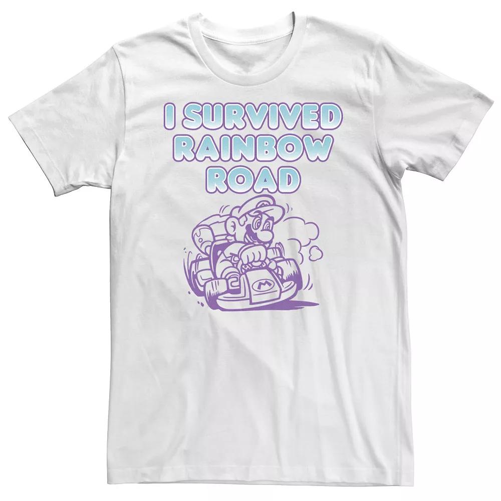Big & Tall Nintendo Mario Kart Survived Rainbow Road Tee, Men's, Size: 4XL, White Product Image