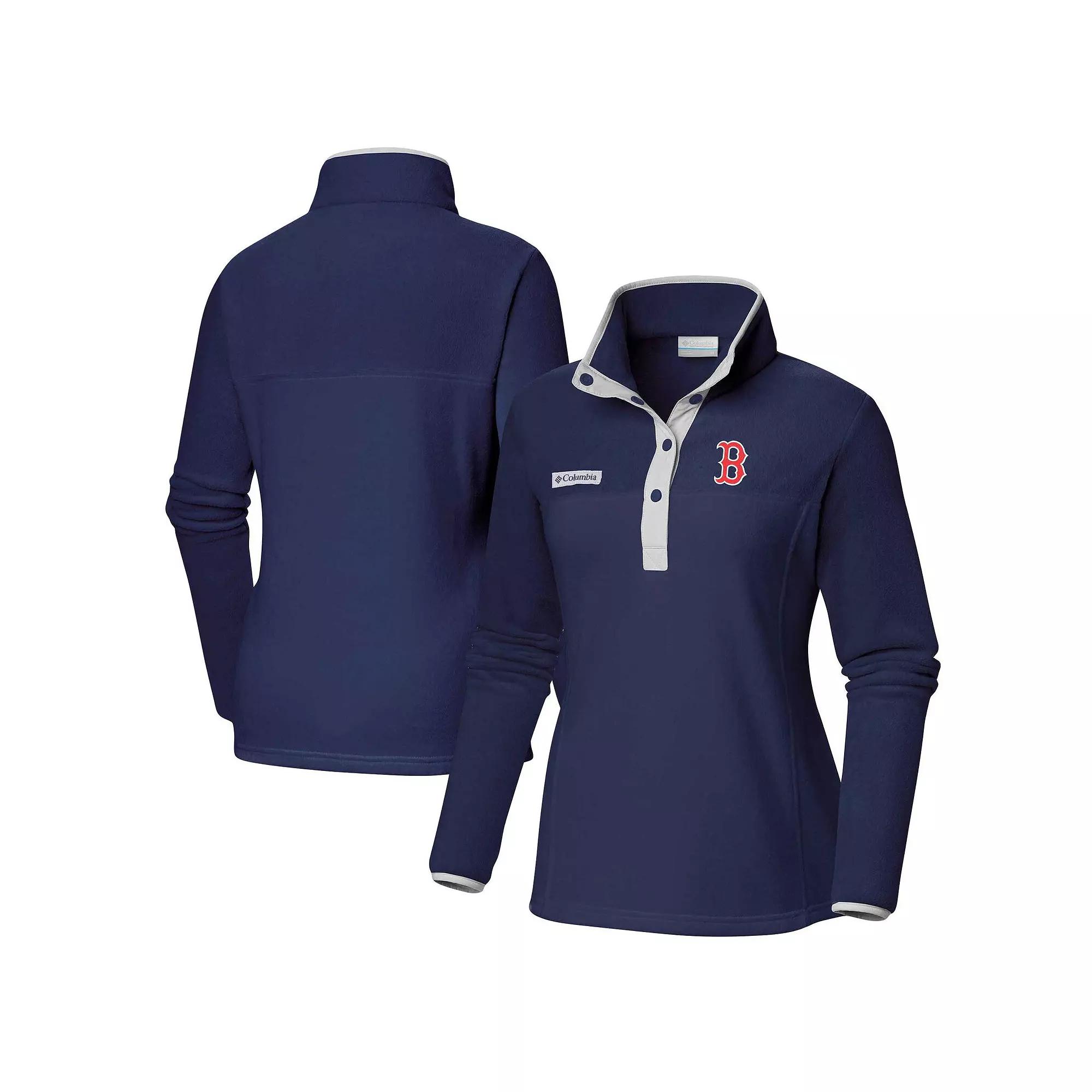 Women's Columbia  Navy Boston Red Sox Benton Springs Half-Snap Sweatshirt, Size: Small, Blue Product Image