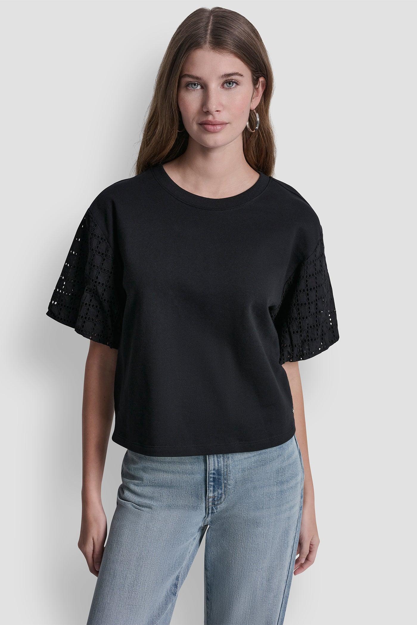EYELET PUFF SLEEVE SHIRT Product Image