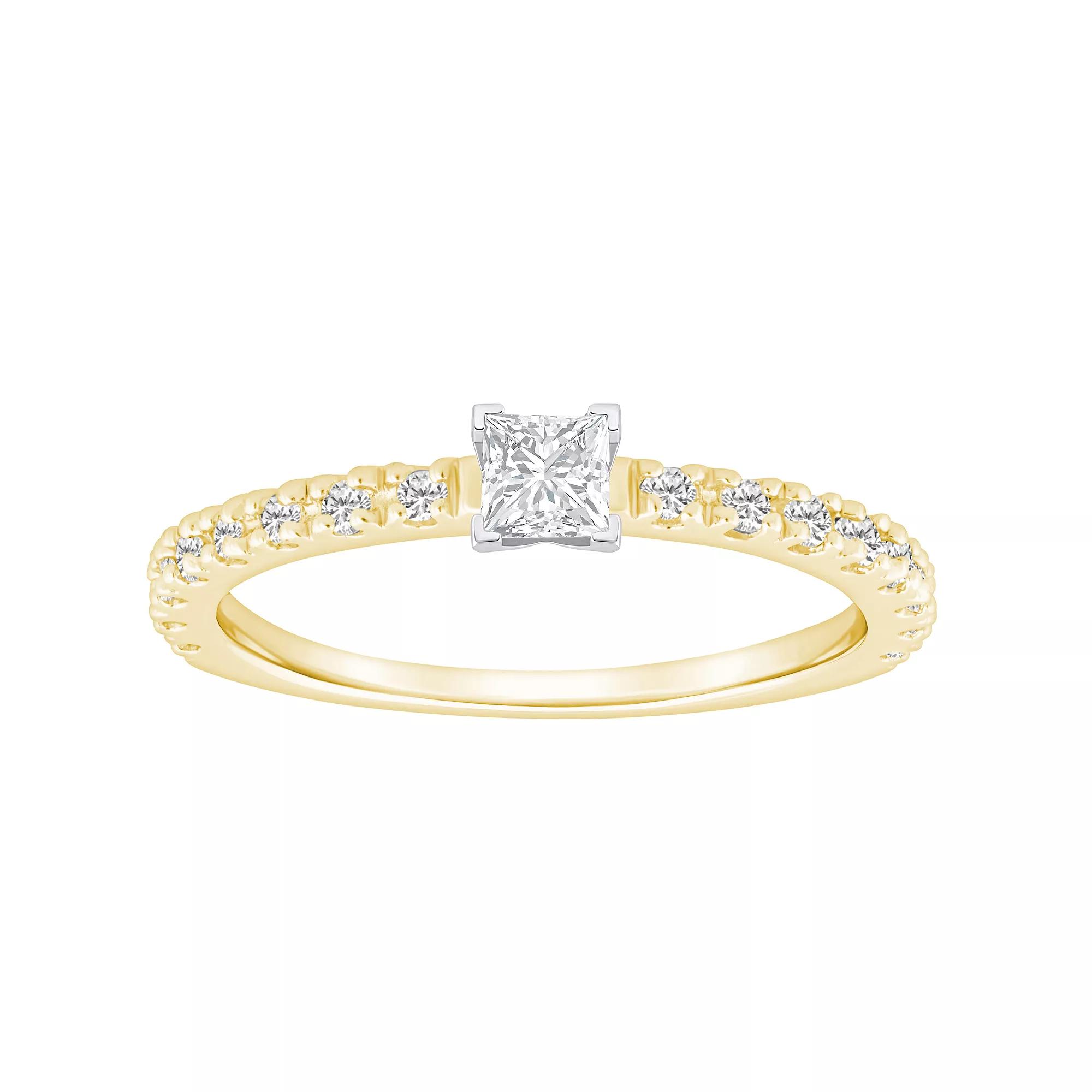 Alyson Layne 14k Gold 1/2 Carat T.W. Diamond Princess Cut Embellished Band Engagement Ring, Womens 14k Two Tone Rose Gold Product Image