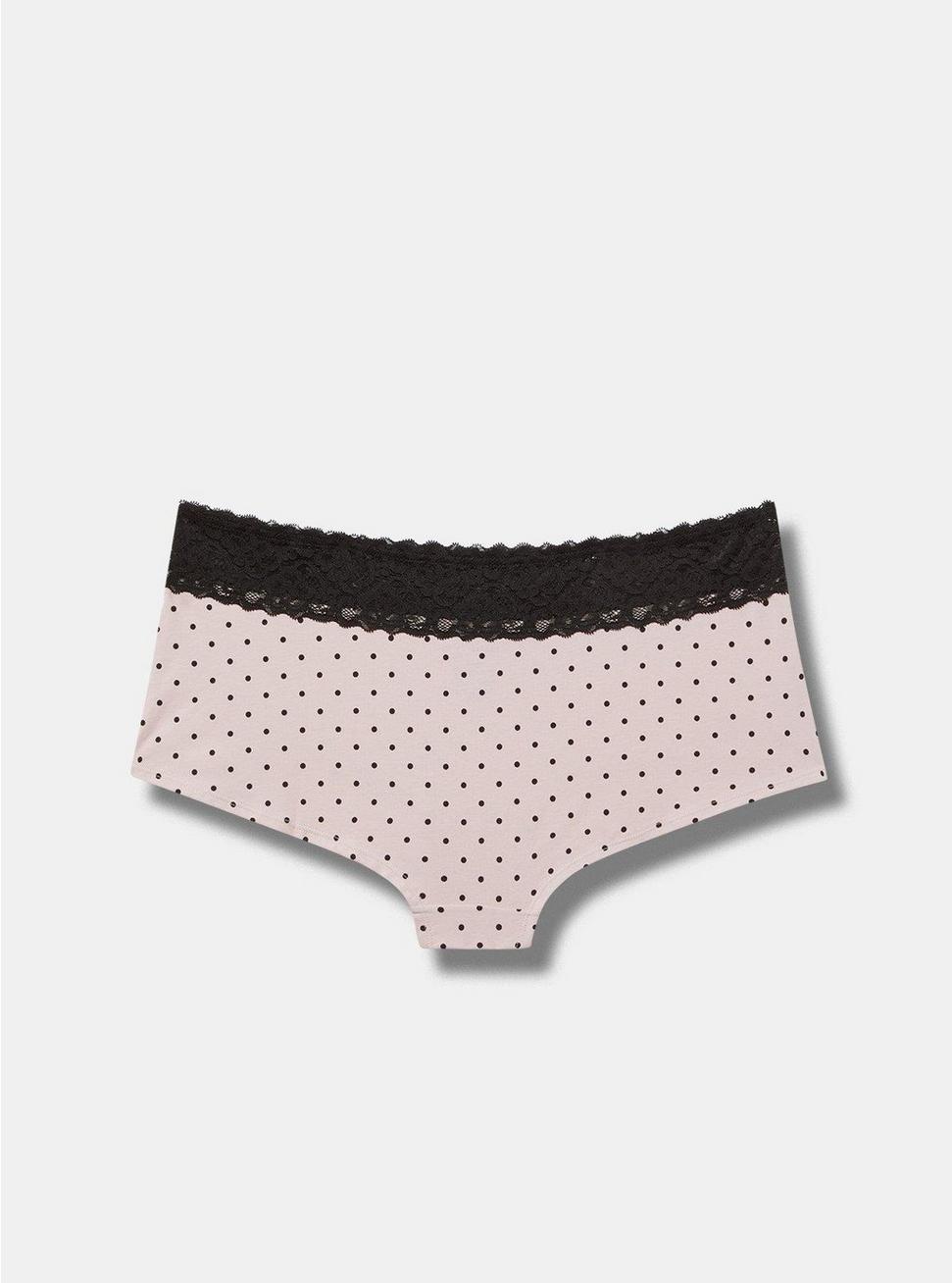 Cotton Mid-Rise Lace Trim Boyshort Panty Product Image
