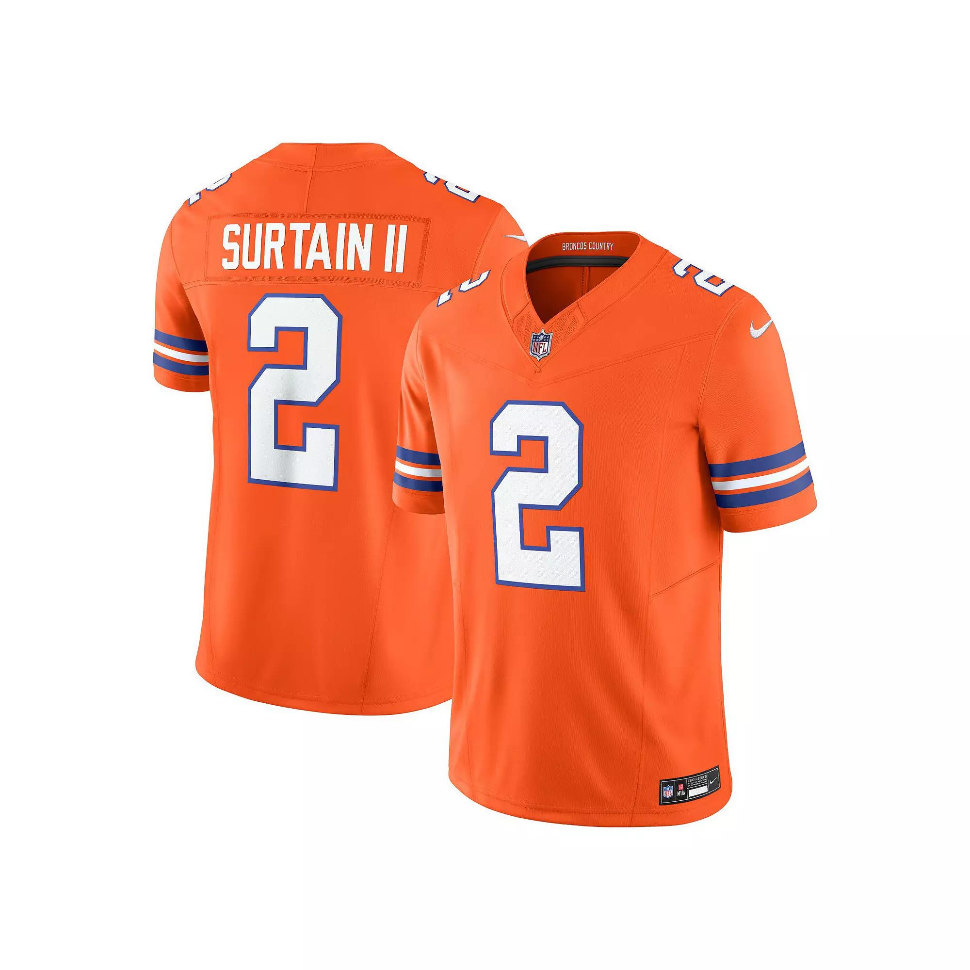Men's Nike Patrick Surtain II Orange Denver Broncos Alternate Mile High Collection 1977 Throwback Vapor F.U.S.E. Limited Jersey,  Product Image